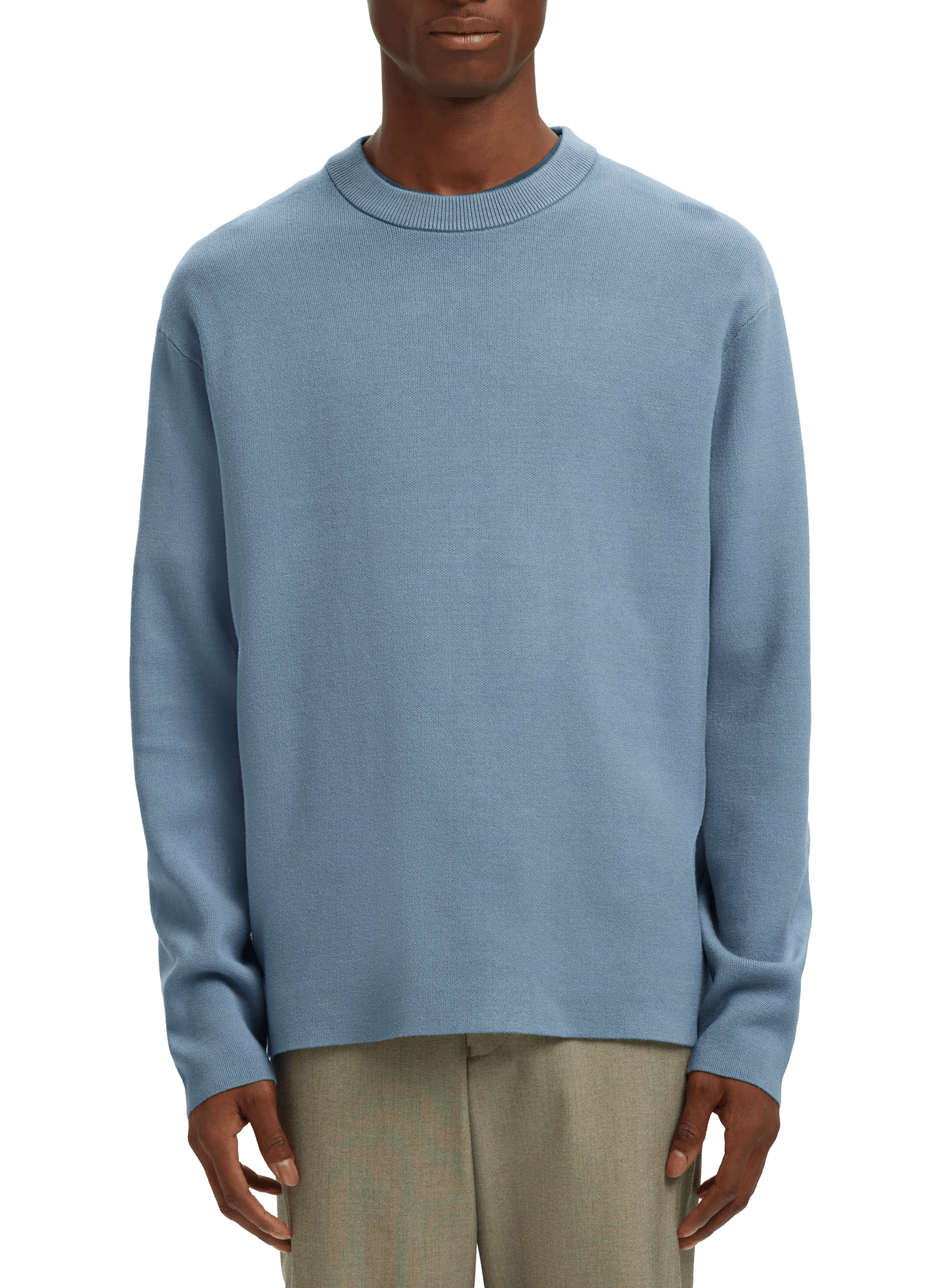 Pull droit à col côtelé SELECTED Bleu