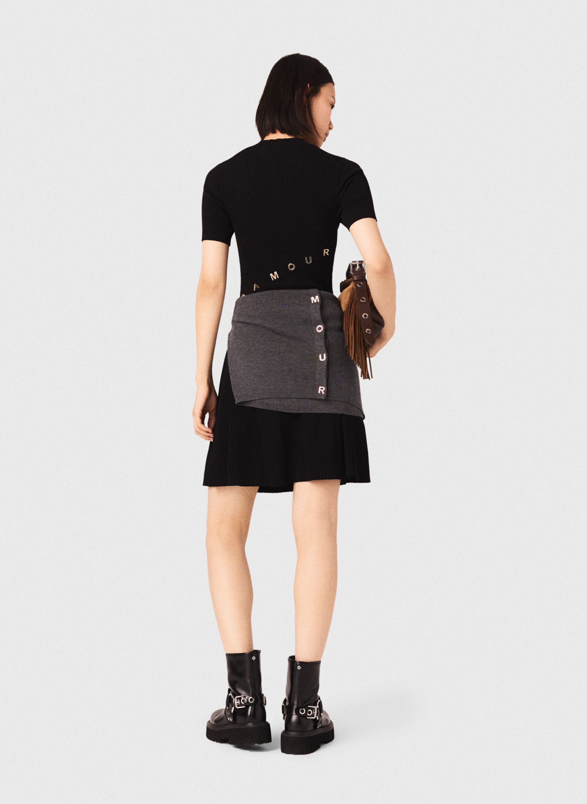 Robe courte col montant MAJE Noir