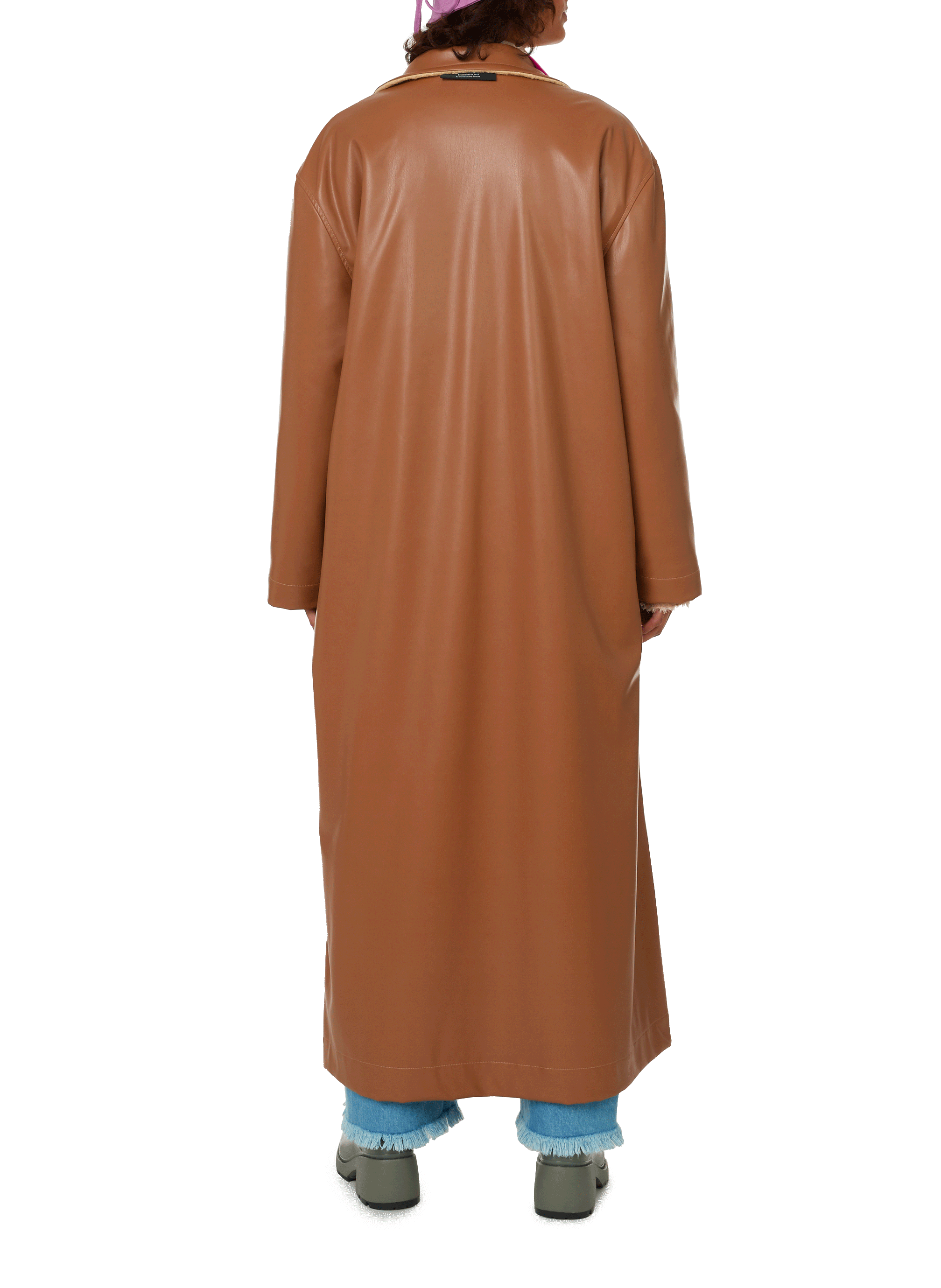 Manteau réversible en laine et eco-cuir VICTORIA/TOMAS Beige