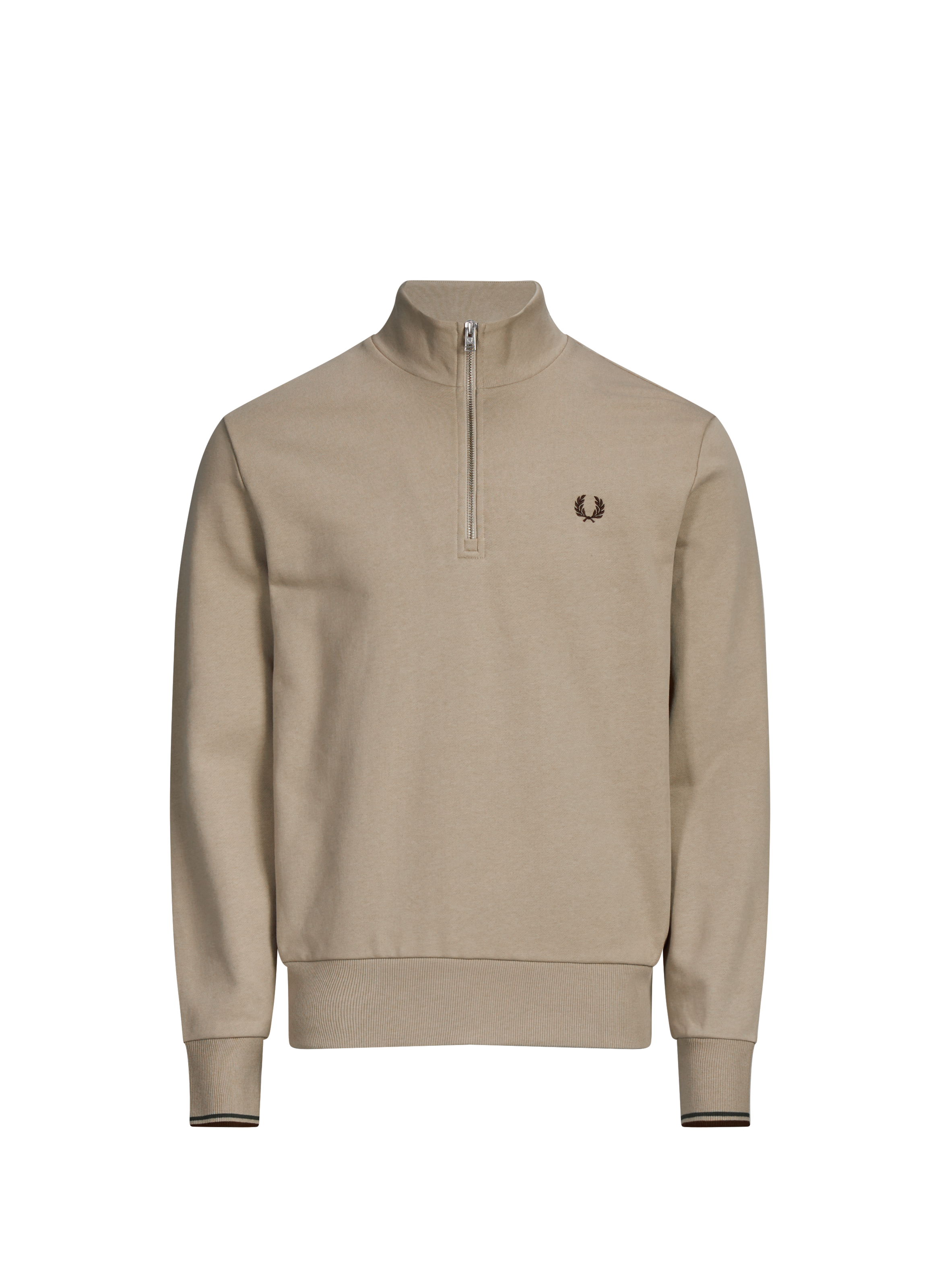 Sweatshirt col montant en coton FRED PERRY Beige