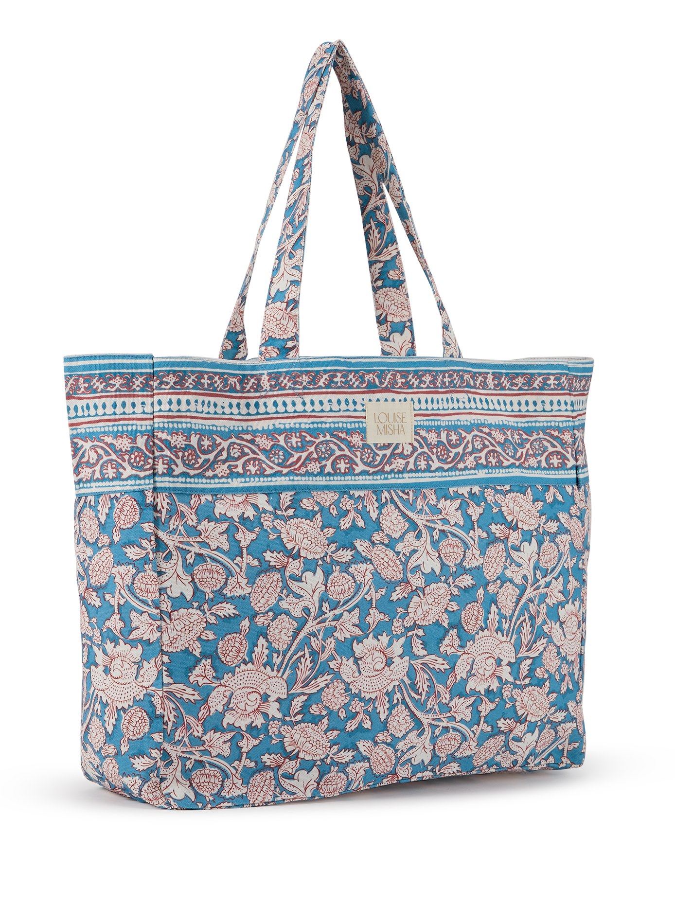 Tote Bag Beverly imprimé en coton LOUISE MISHA Bleu
