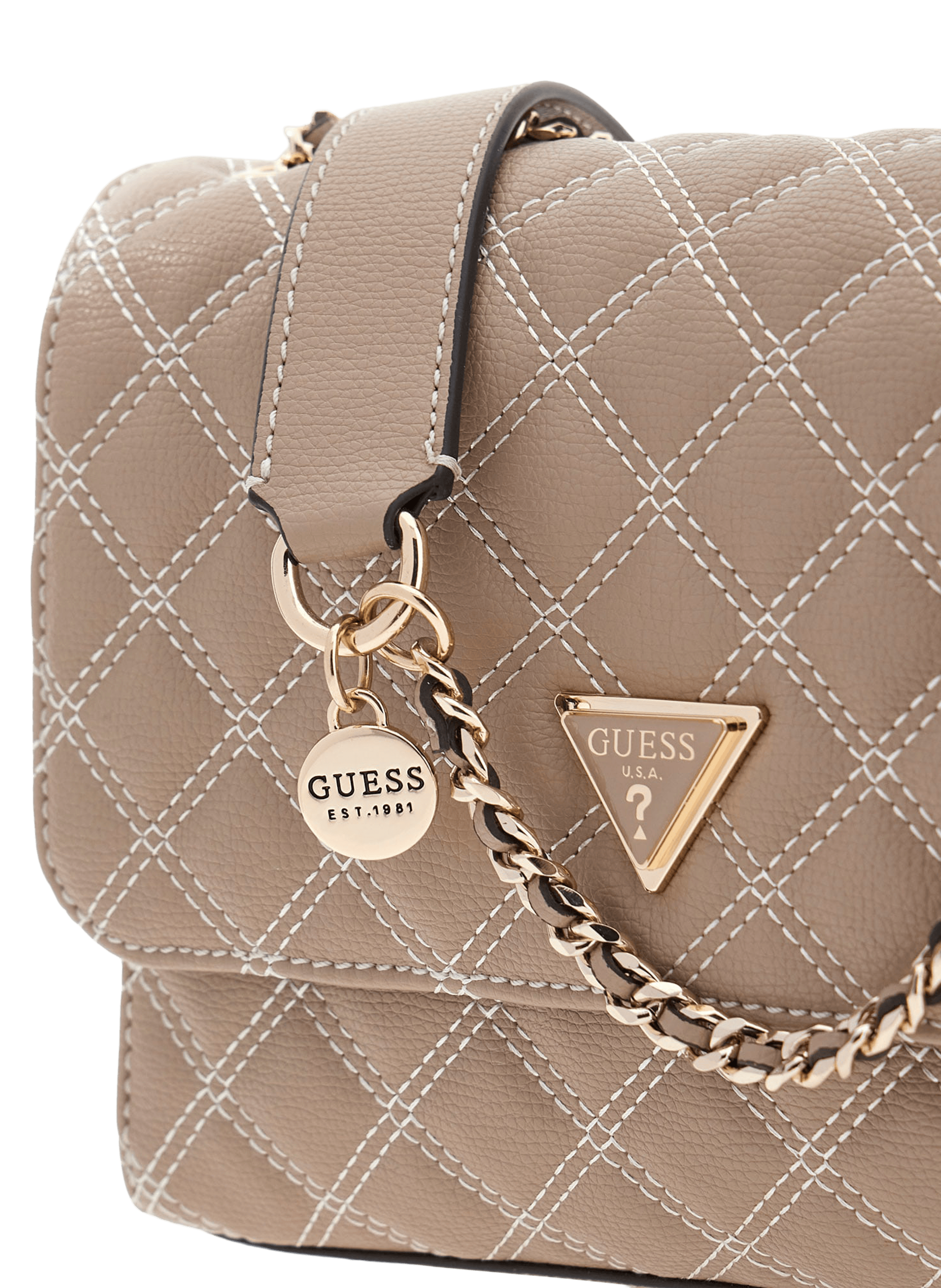 Quilted Giully Shoulder Bag GUESS Brown