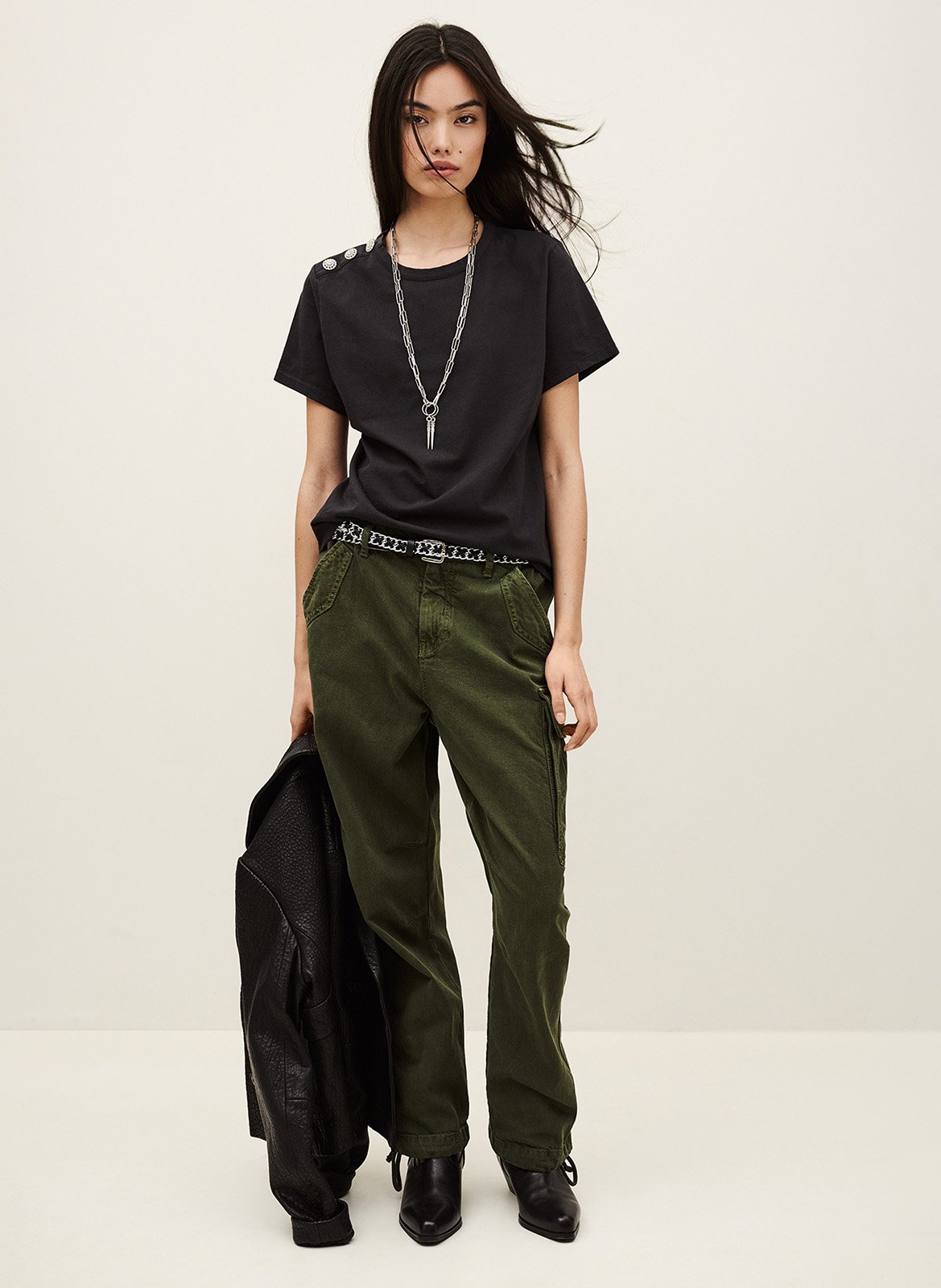 Tee-shirt col rond en coton elmer BA&SH Noir