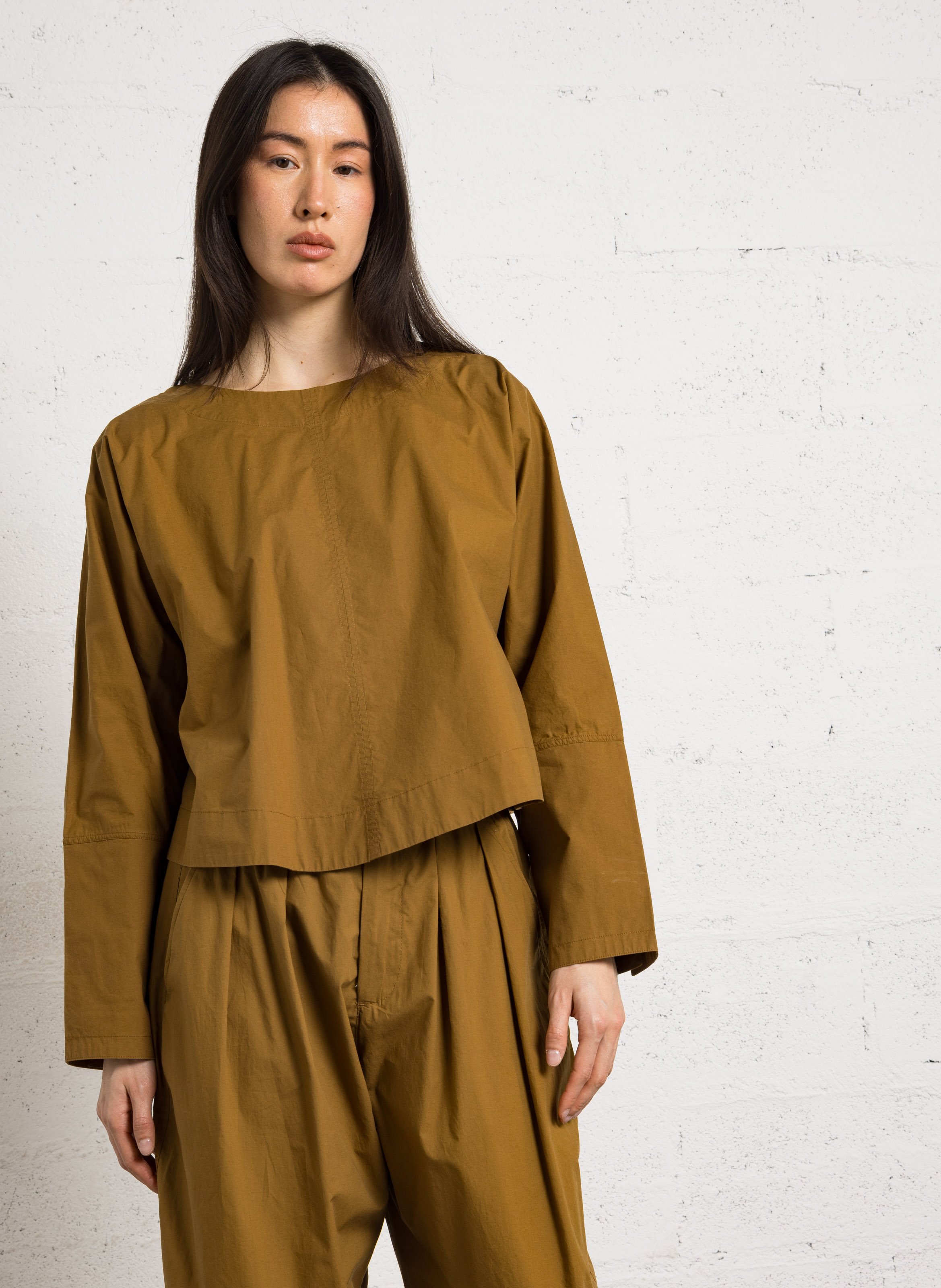 Blouse oversize col rond en coton armand SOEUR Marron