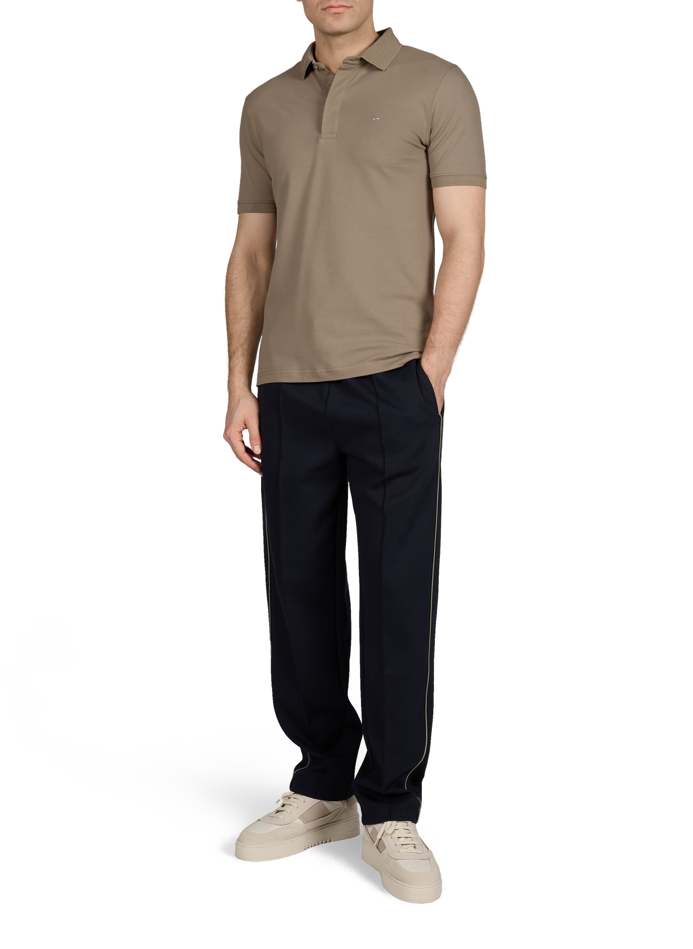 Short-sleeved polo shirt in blended cotton EDEN PARK Beige
