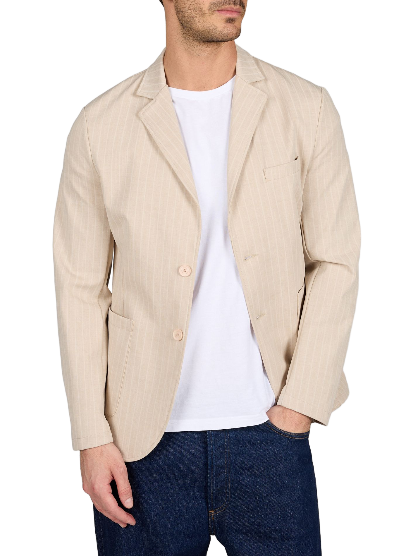 Blazer droit Niko Cervo en coton mélangé 1789 CALA Beige
