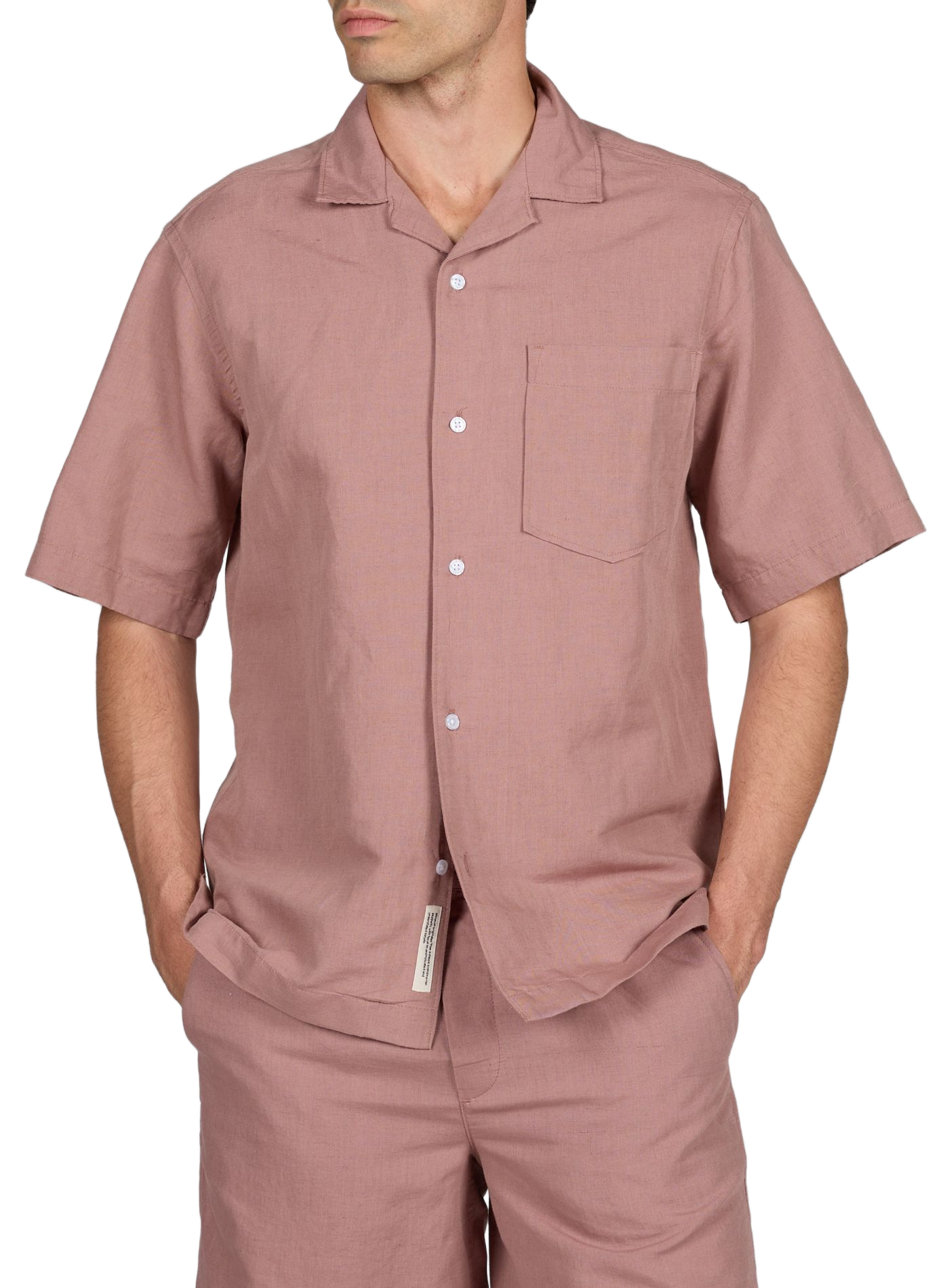 Chemise manches courtes en lin et coton MINIMUM Rose