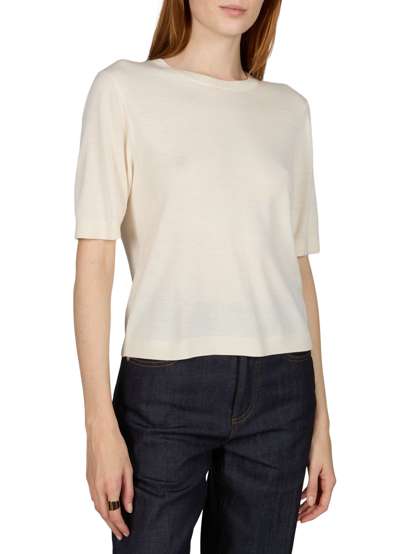 Paloma silk, wool, and cashmere t-shirt ALMADA Beige