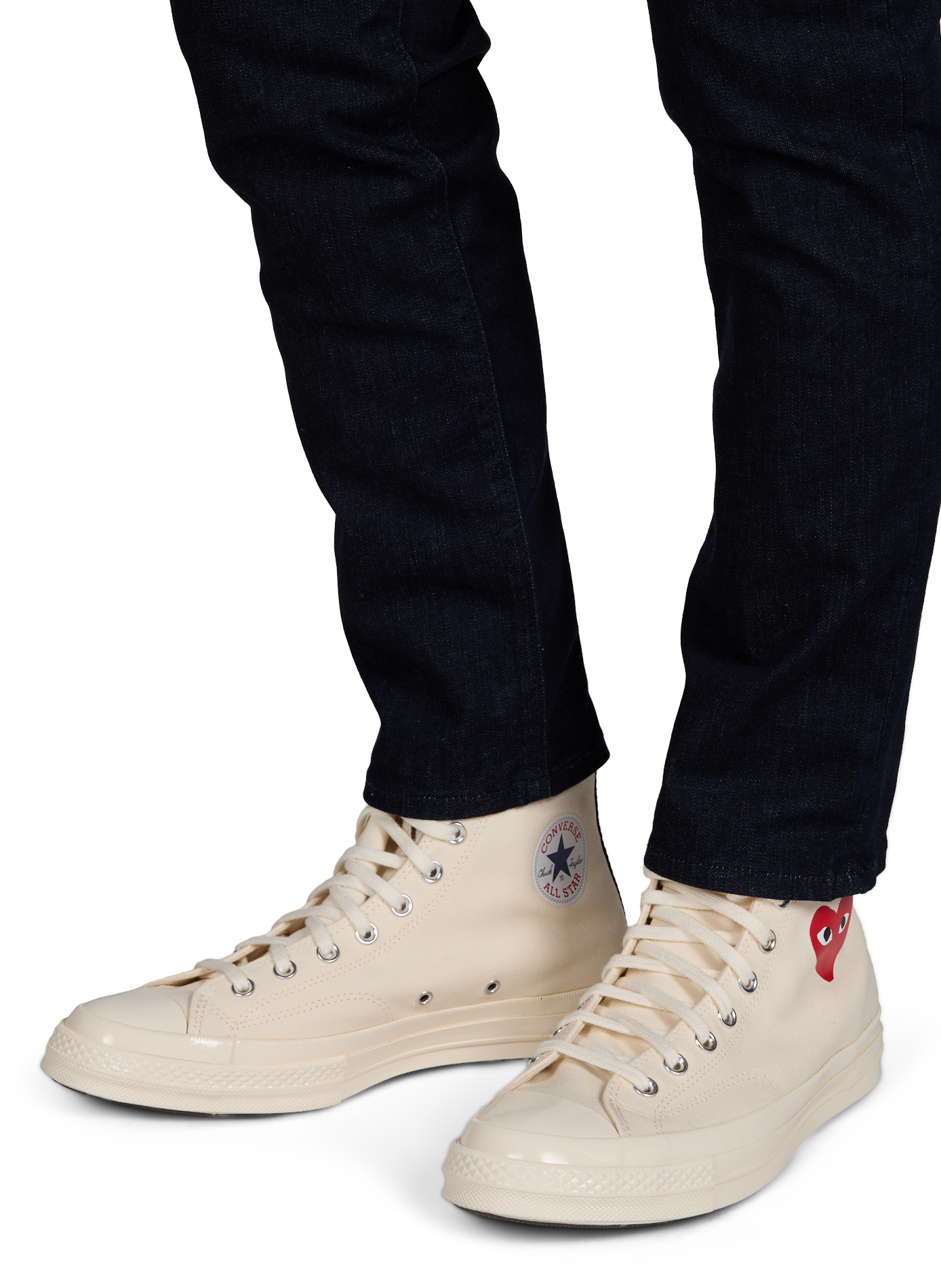 Baskets montantes en cuir COMME DES GARCONS PLAY Blanc