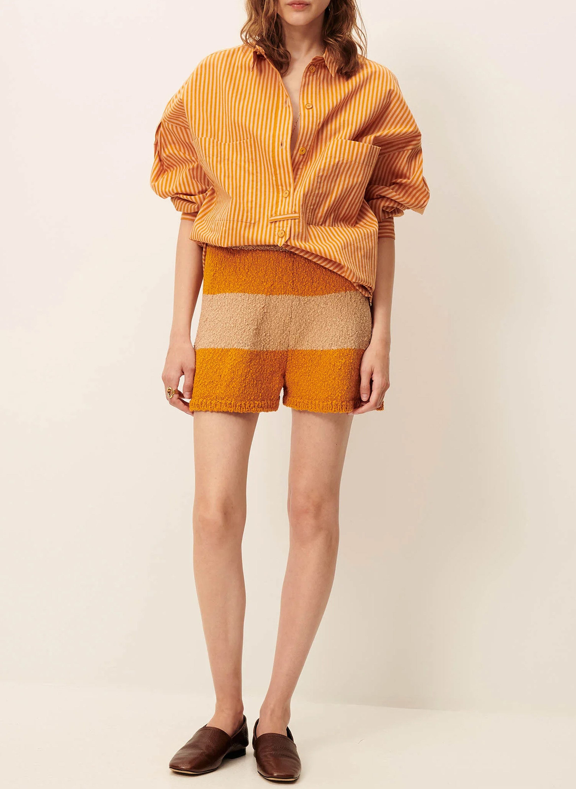 Short rayé en maille sargi SESSUN Orange