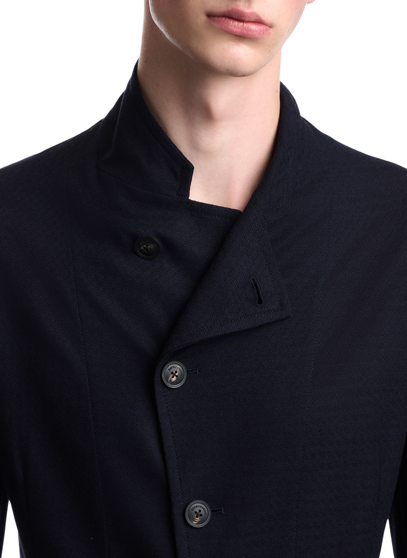 Straight wool coat with buttons EMPORIO ARMANI Blue