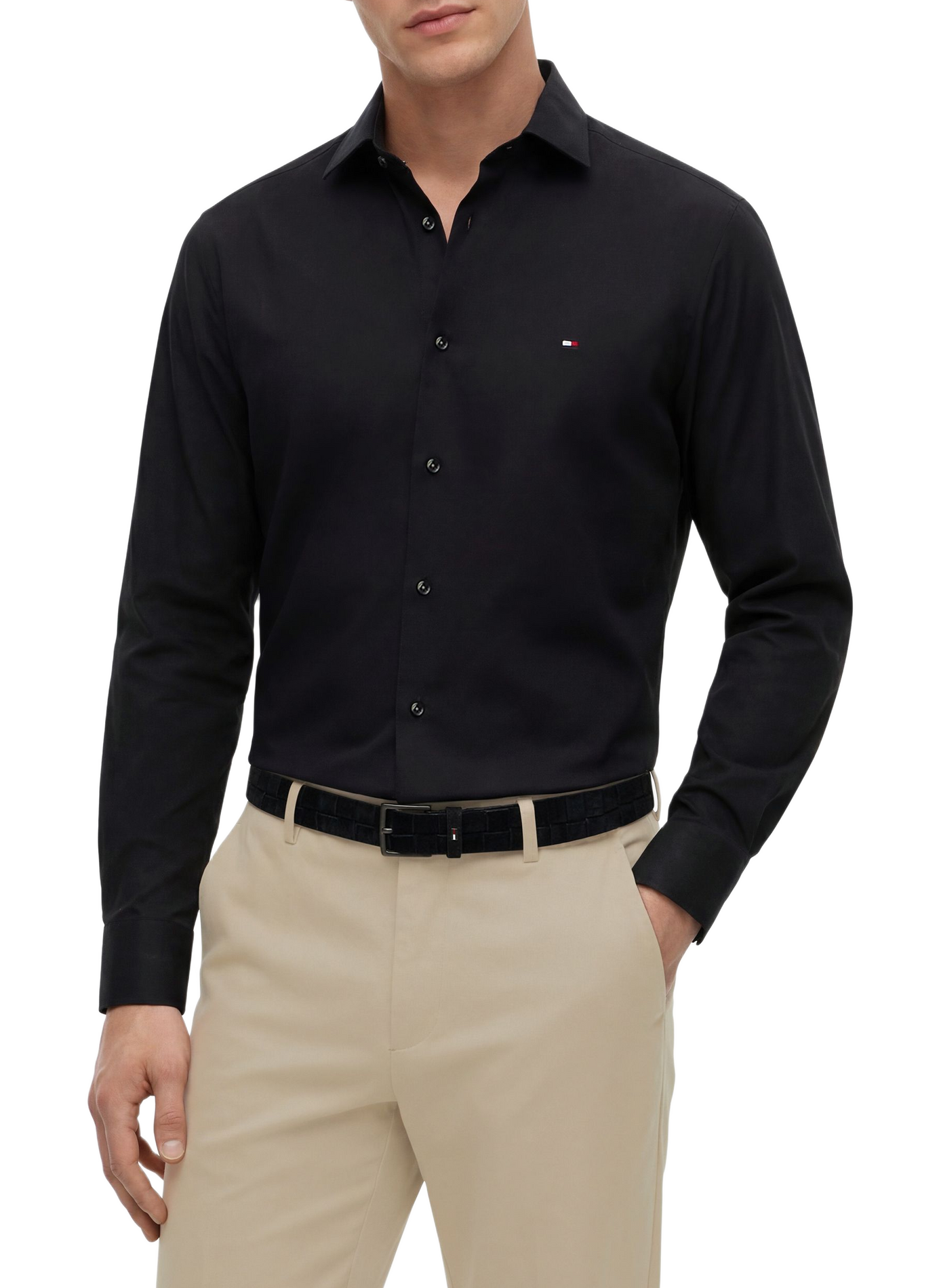 Chemise droite en coton organique TOMMY HILFIGER Noir