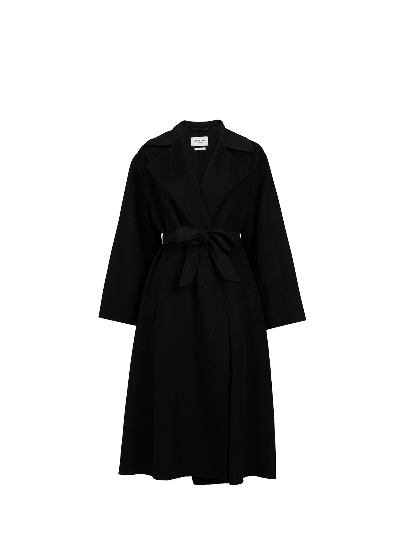 Langer Gürtelmantel aus gemischter Schurwolle MAX MARA WEEK END Schwarz