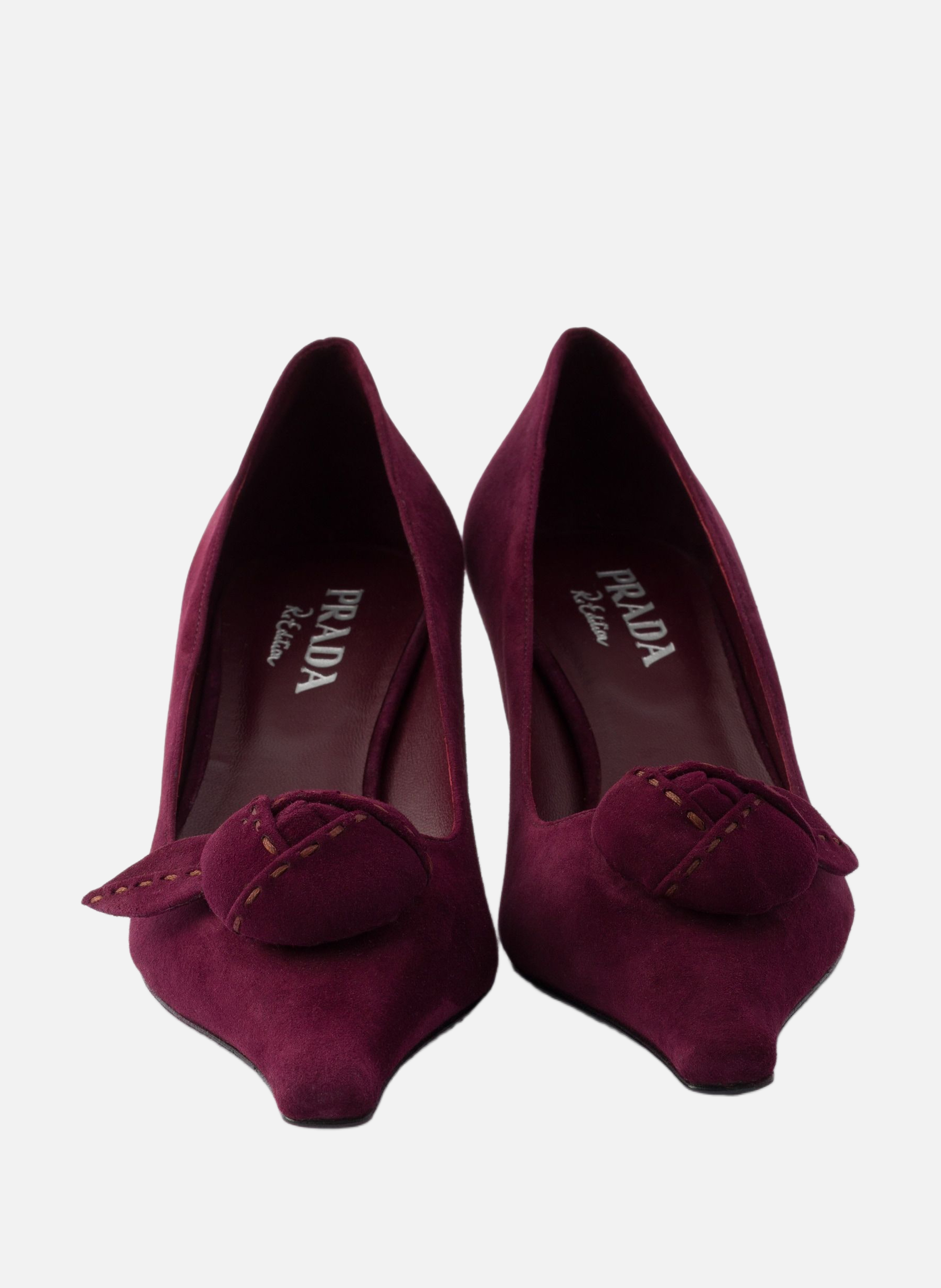 Escarpins en veau velours PRADA Rouge