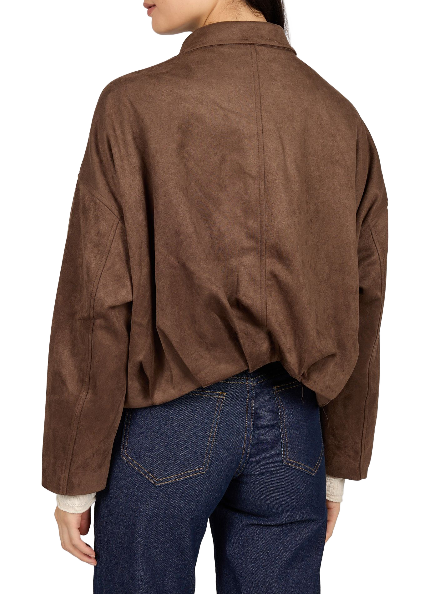 Suede jacket with classic collar VILA Brown