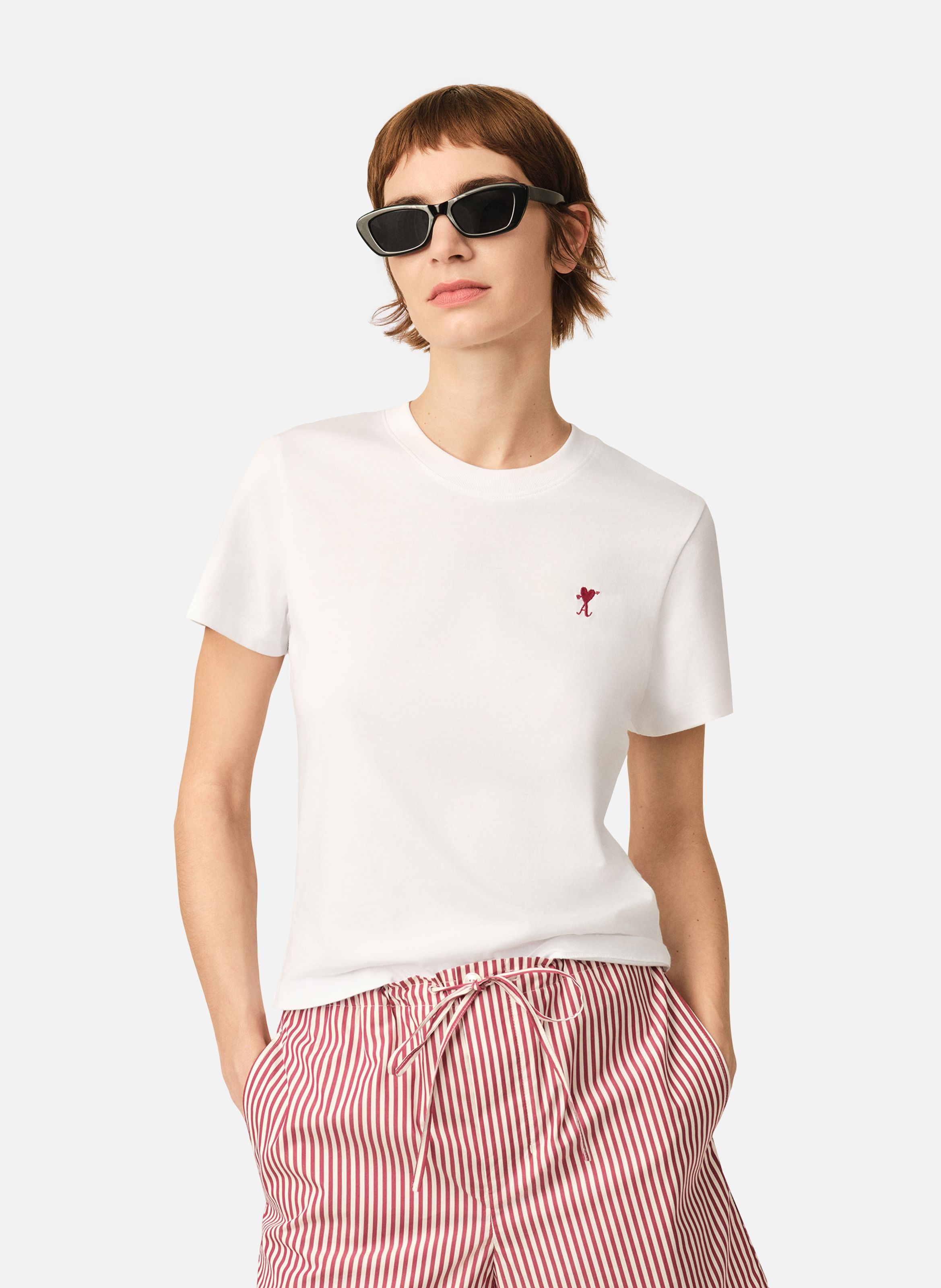 T-shirt ami de coeur en coton AMI PARIS Blanc