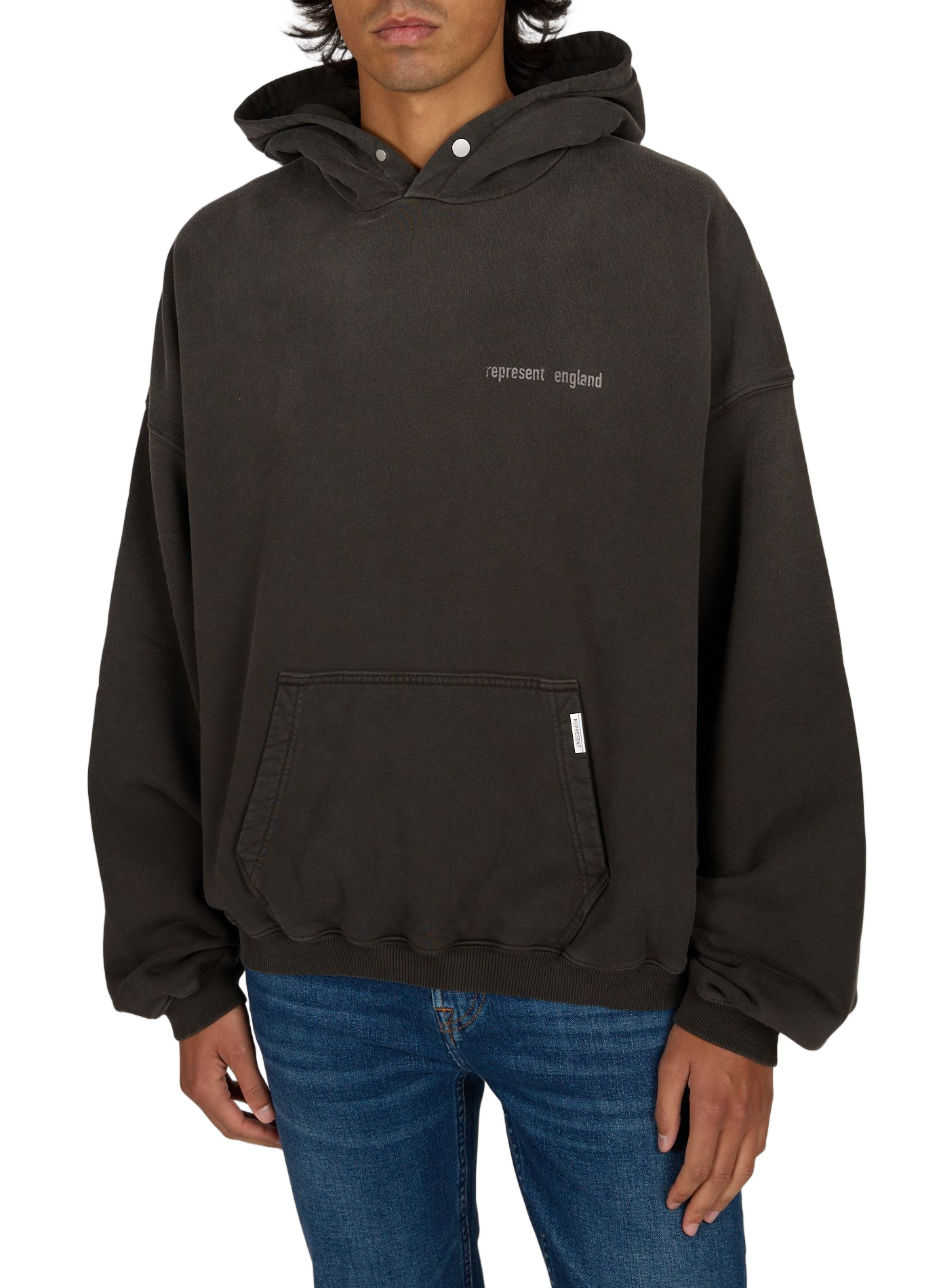 Weites Kapuzensweatshirt aus Baumwolle REPRESENT Grau