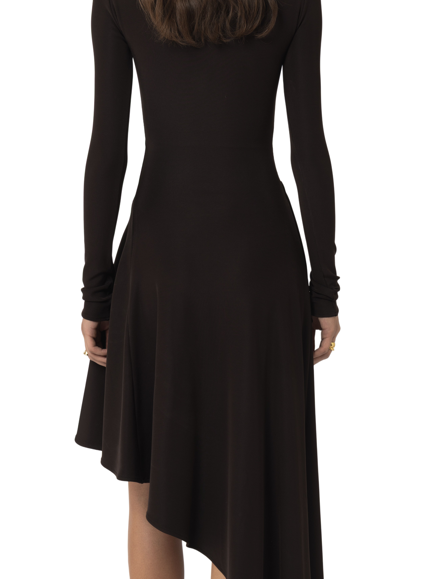Robe longue asymétrique col montant ARAKII Brown