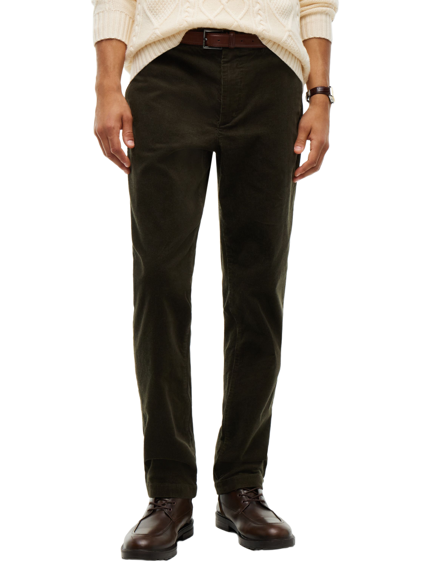 Pantalon droit en velours côtelé TOMMY HILFIGER Kaki