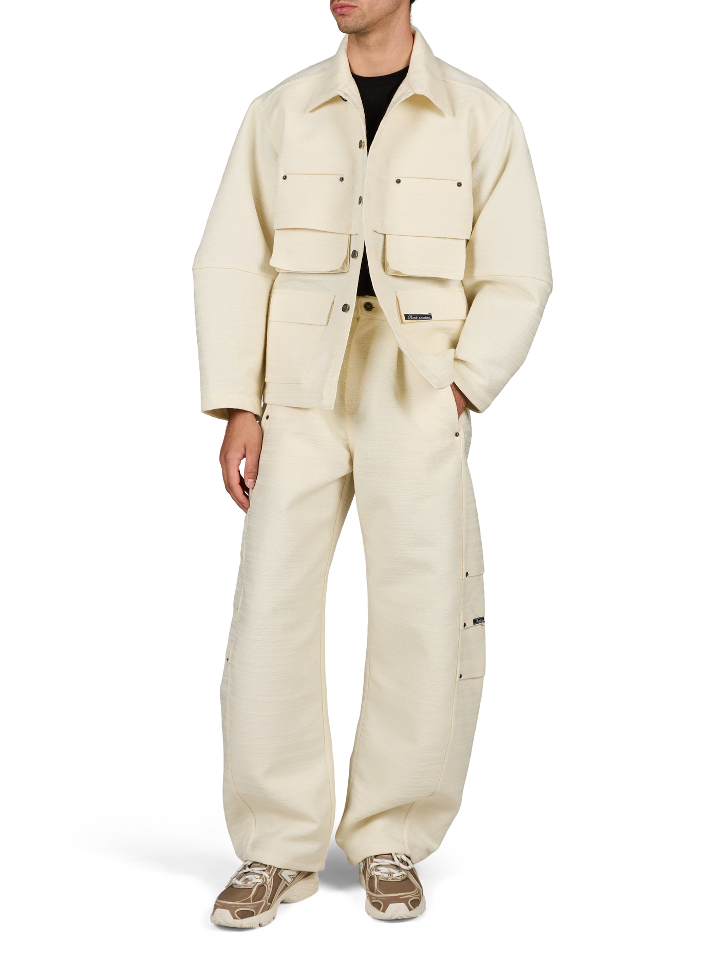 Wijde broek van wolmix RENÈ Wit