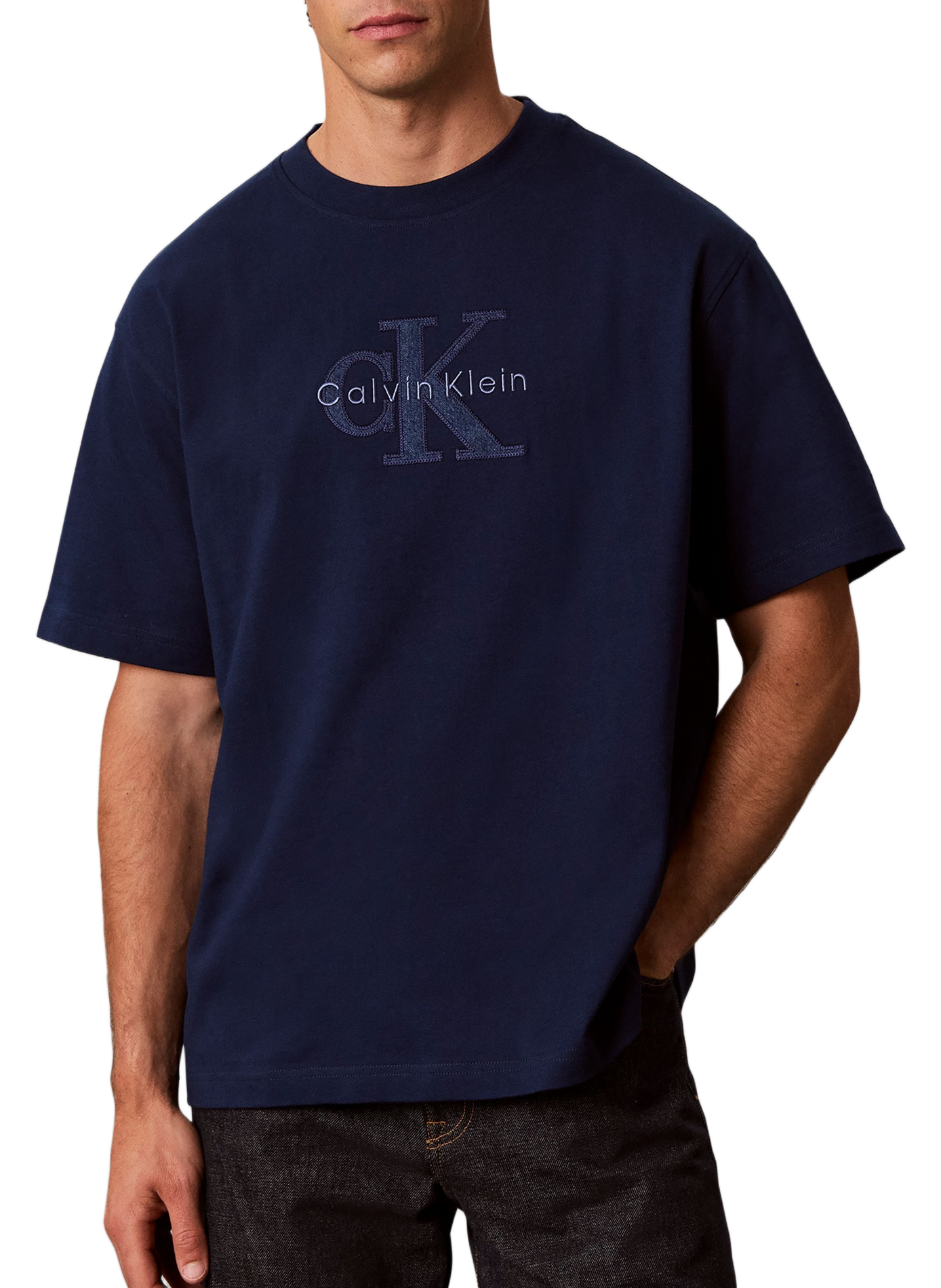 T-shirt manches courtes à logo en coton CALVIN KLEIN Blau