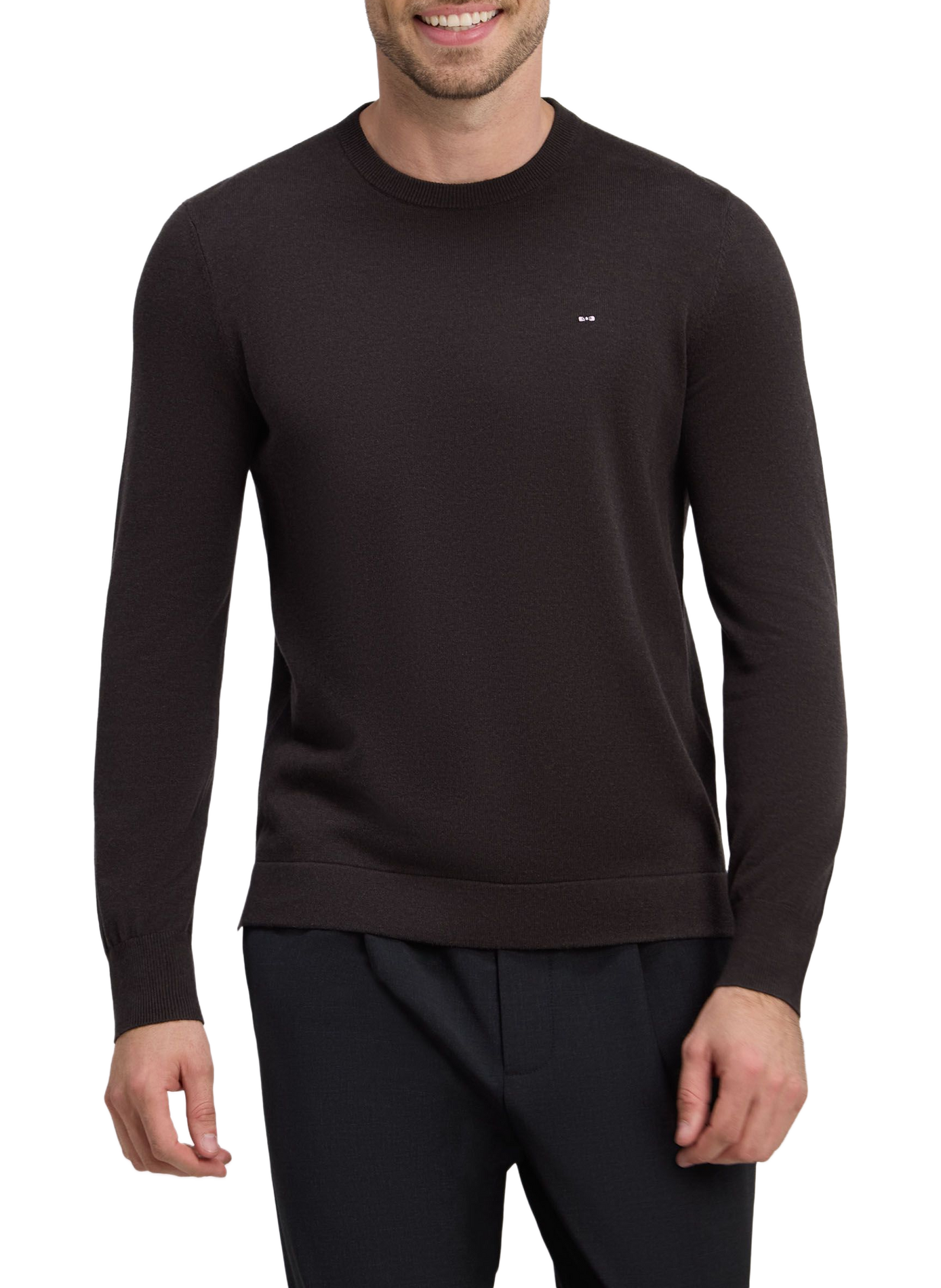 Pull col rond en coton mélangé EDEN PARK Brown