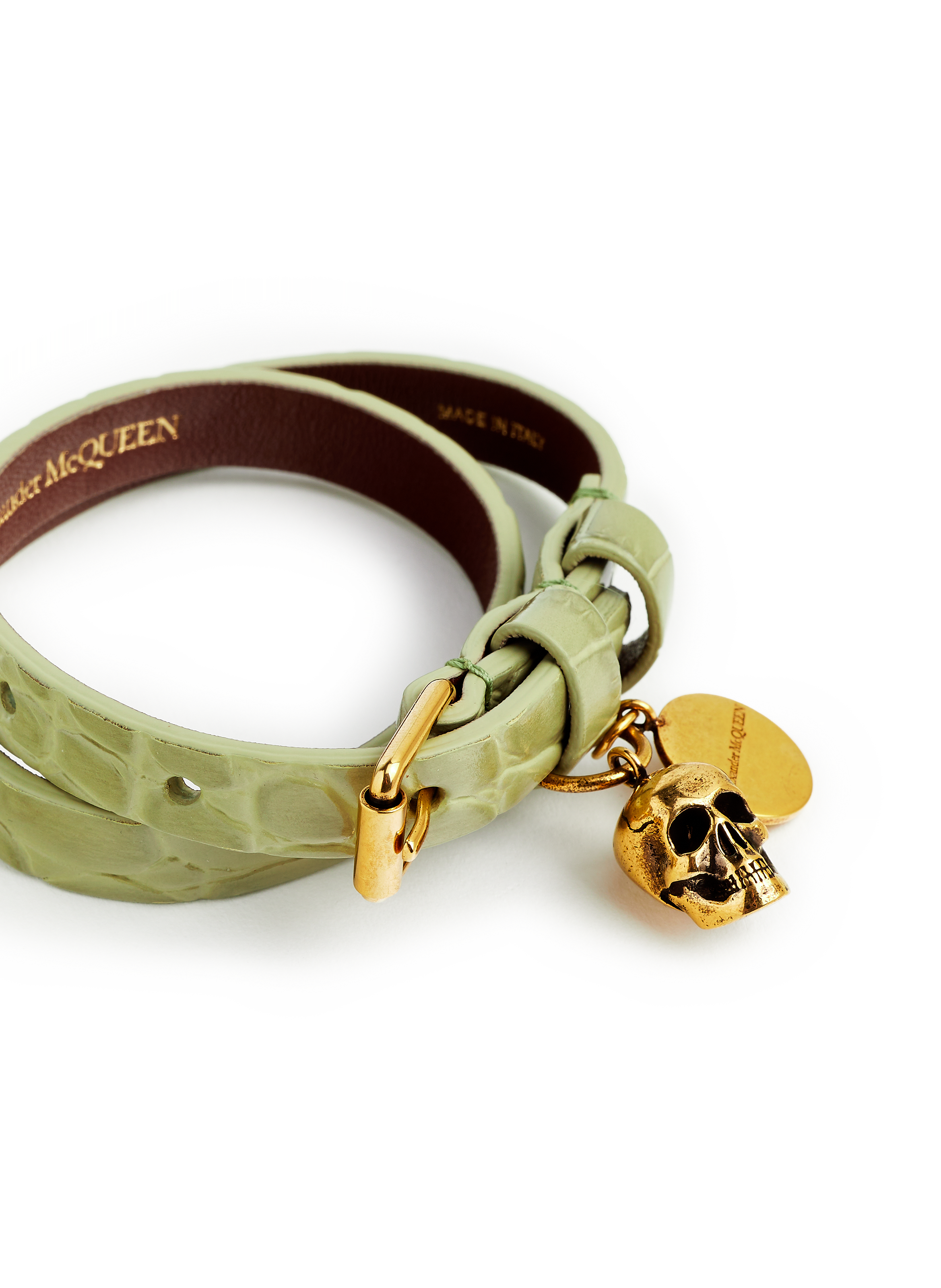 Bracelet double tour Skull en cuir