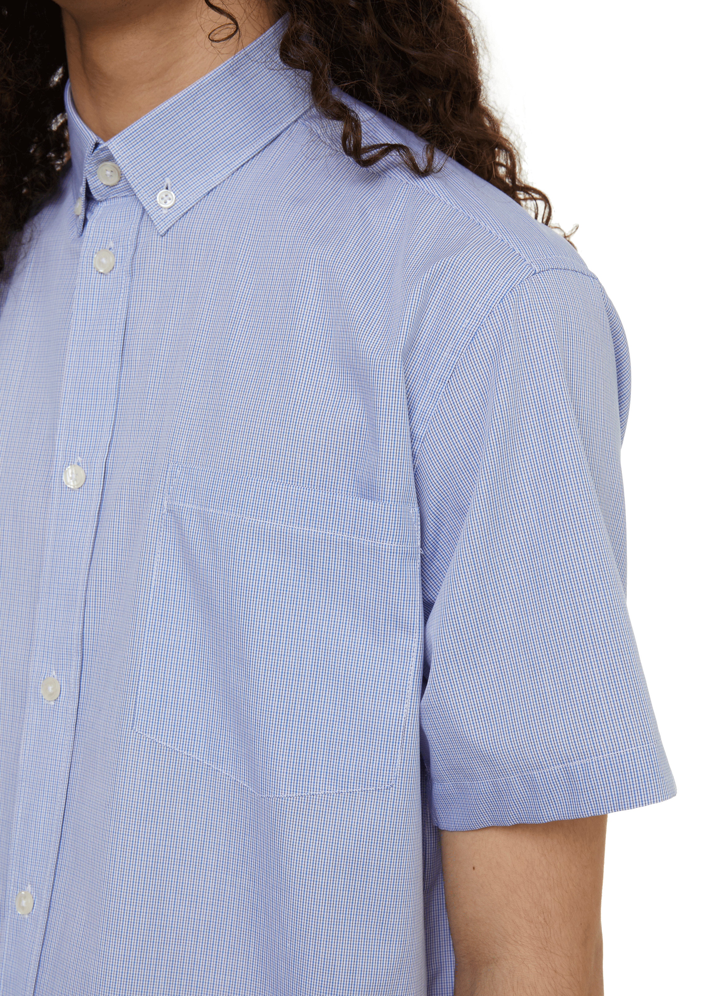 Chemise manches courtes en popeline de coton AU PRINTEMPS PARIS Bleu