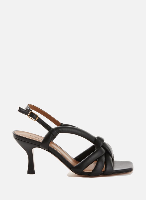 Sandales a talon en cuir Noir