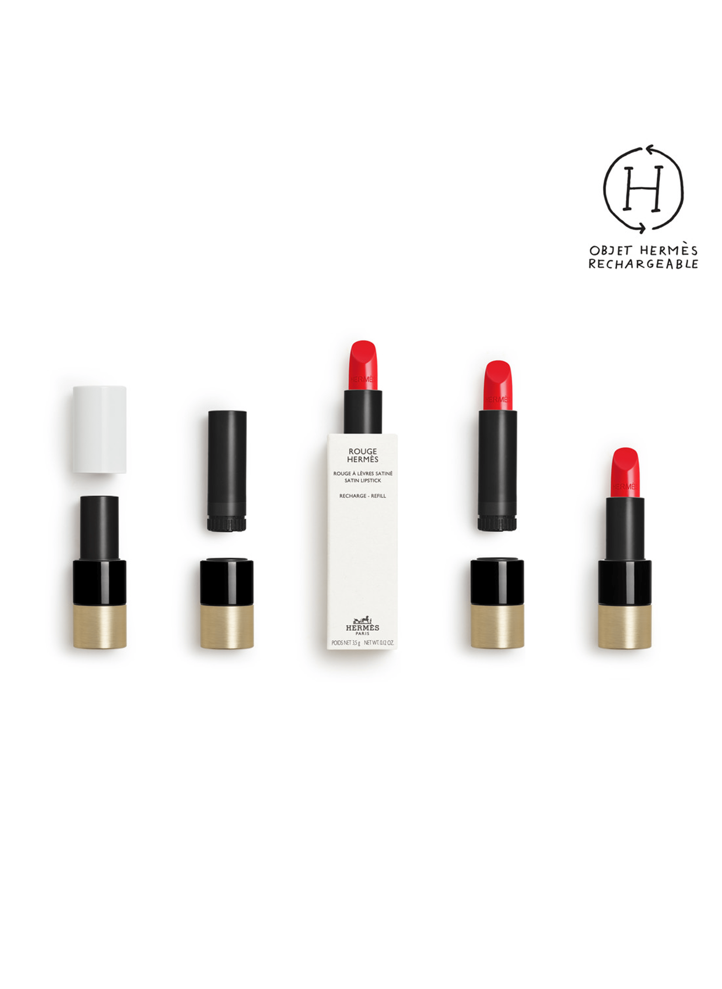 Rouge Hermès, recharge rouge à lèvres satiné HERMÈS Beige ebloui