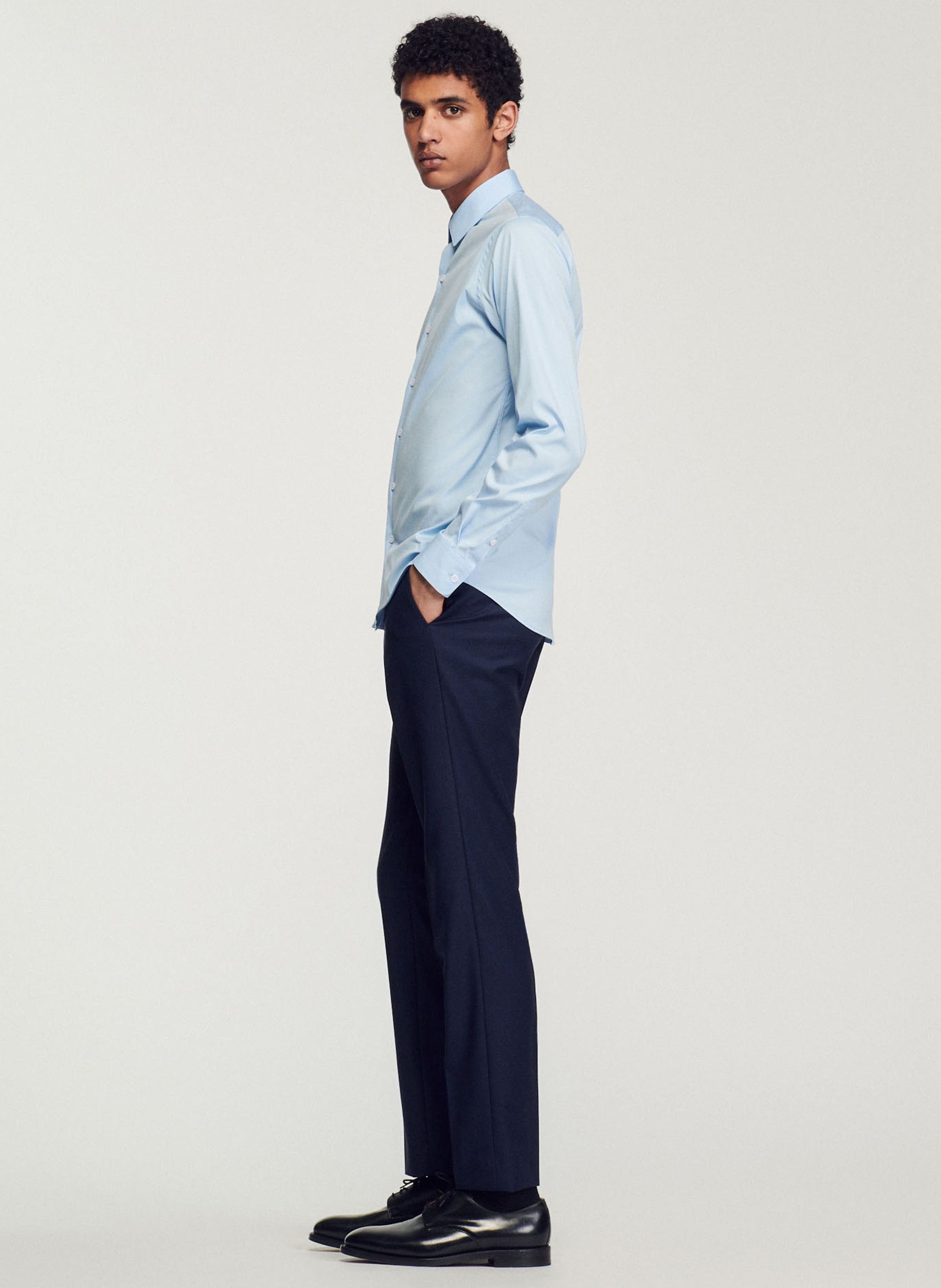 Chemise slim-fit en coton stretch SANDRO Bleu