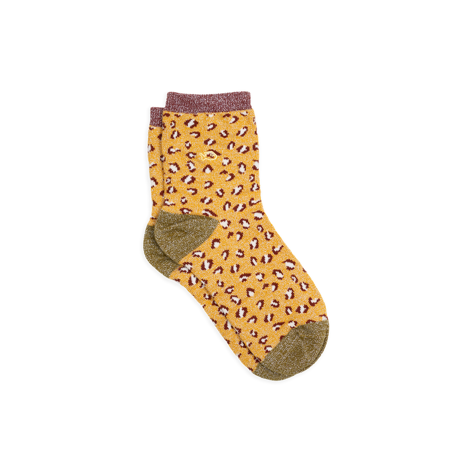 Chaussettes en coton peigné léopard  Jaune et bordeaux