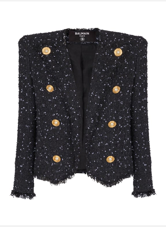 Spencer 8boutons en tweed polka dots Noir by BALMAIN BALMAIN Spencer 8boutons en tweed polka dots Noir