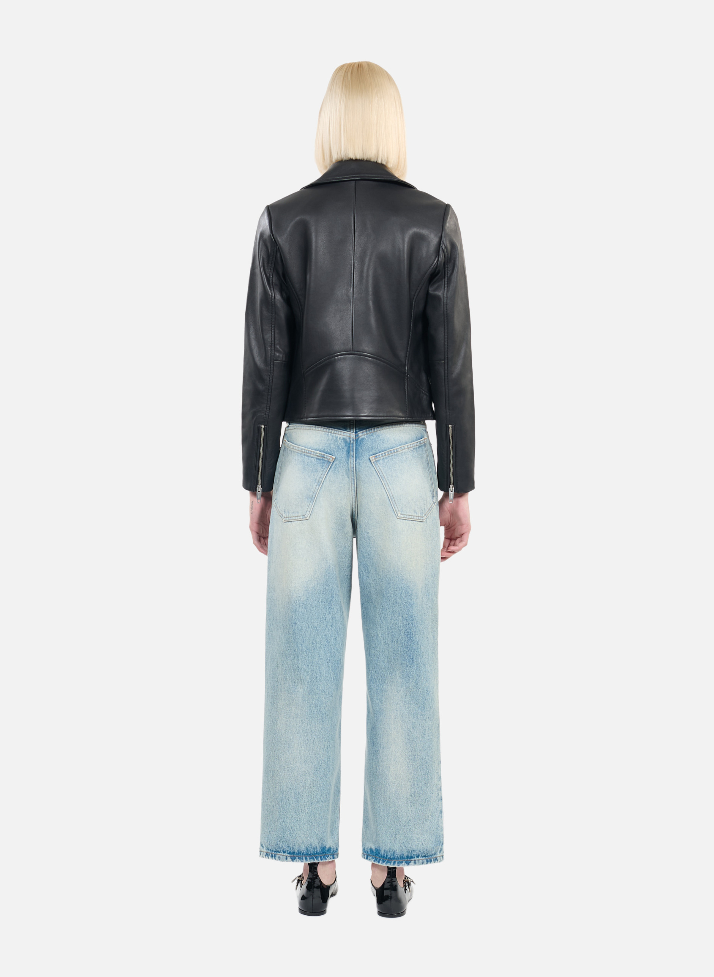 Blouson motard en cuir THE KOOPLES Noir
