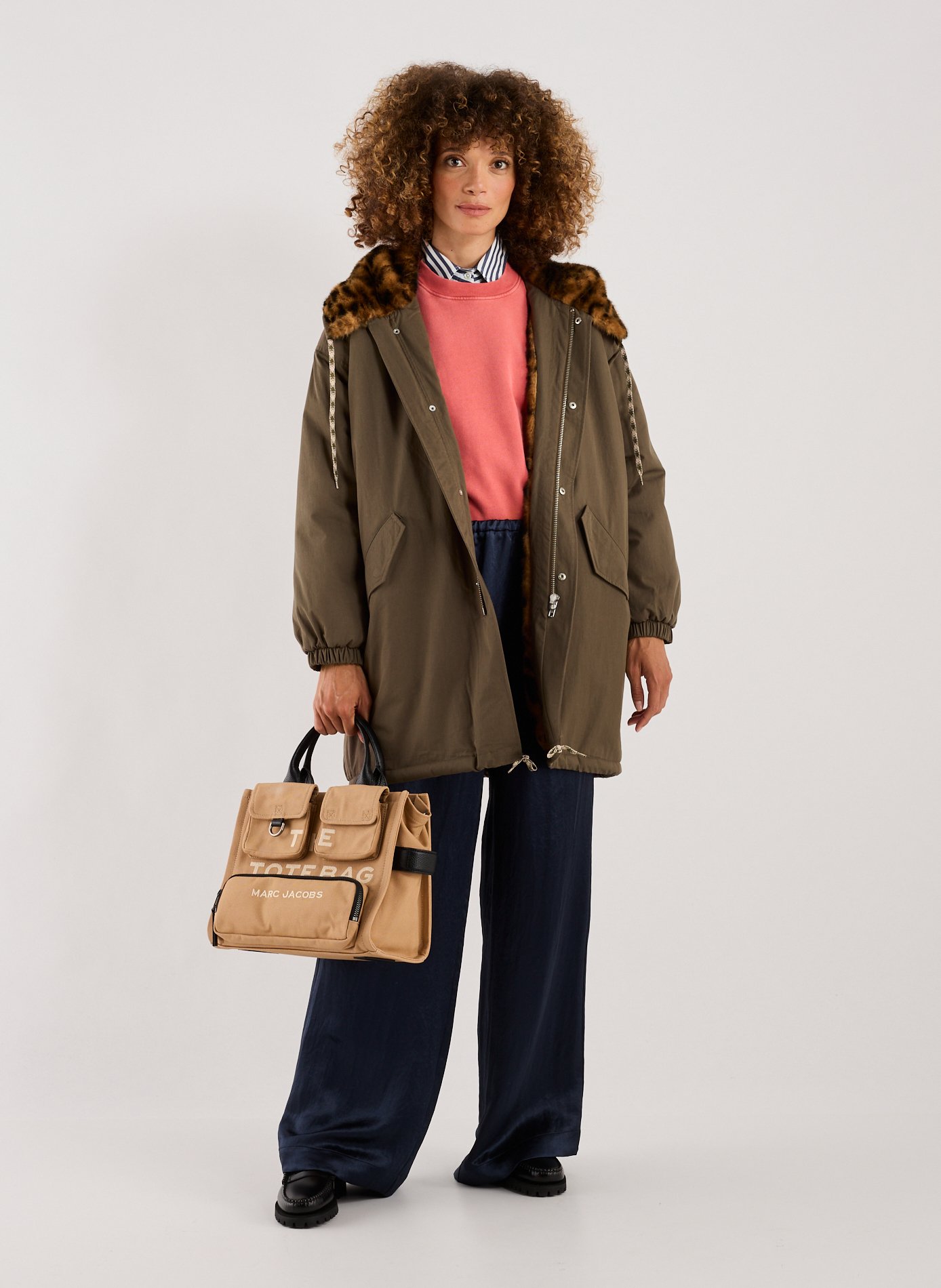 Manteau droit en coton mélangé BELLEROSE Marron