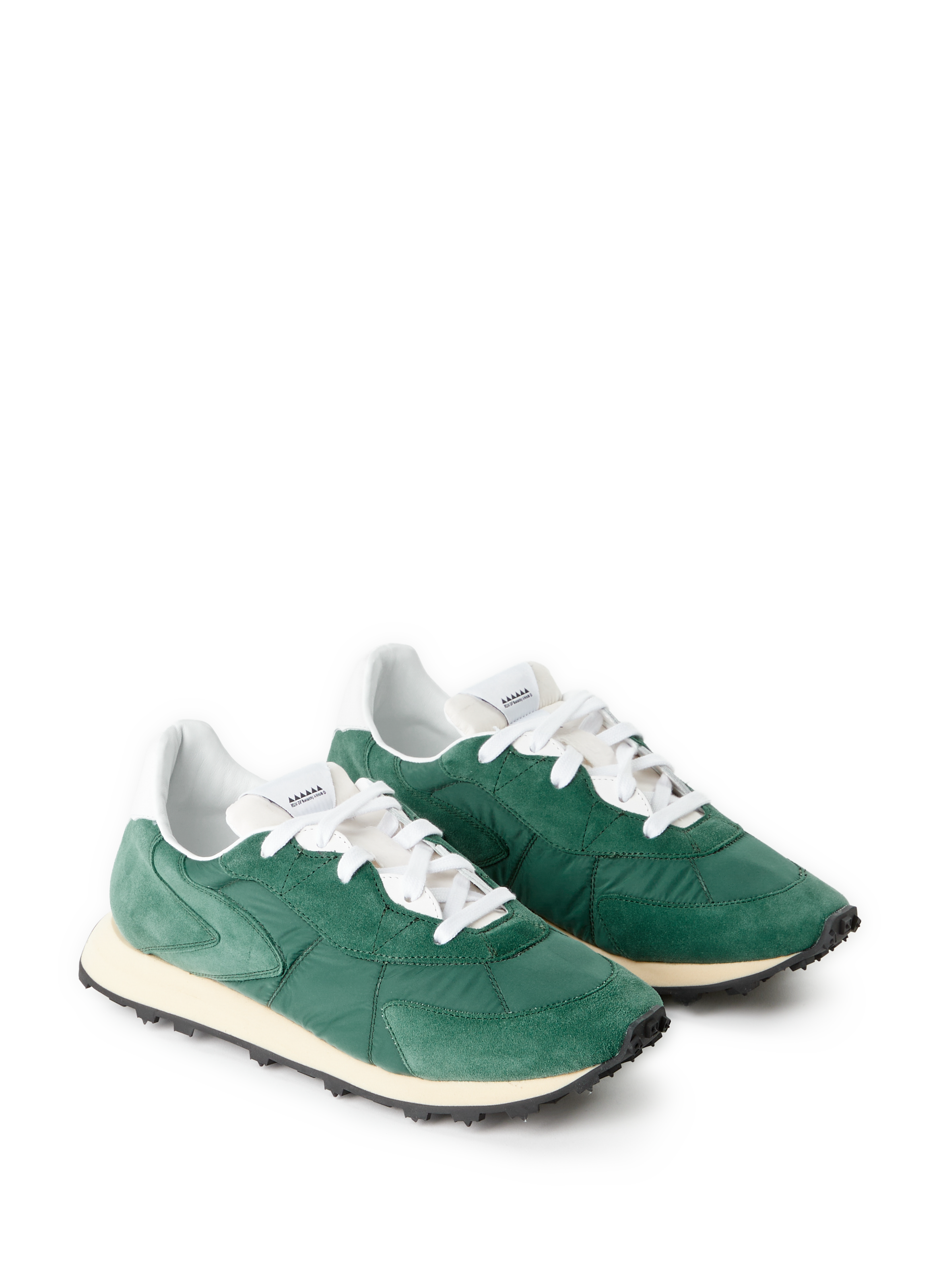 Serrated leather mixed sneakers RUN OF Green