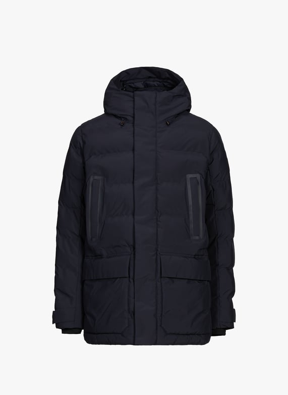 Straight Quinlan quilted hooded puffer jacket | Blue by SAVE THE DUCK Straight Quinlan quilted hooded puffer jacket Blue