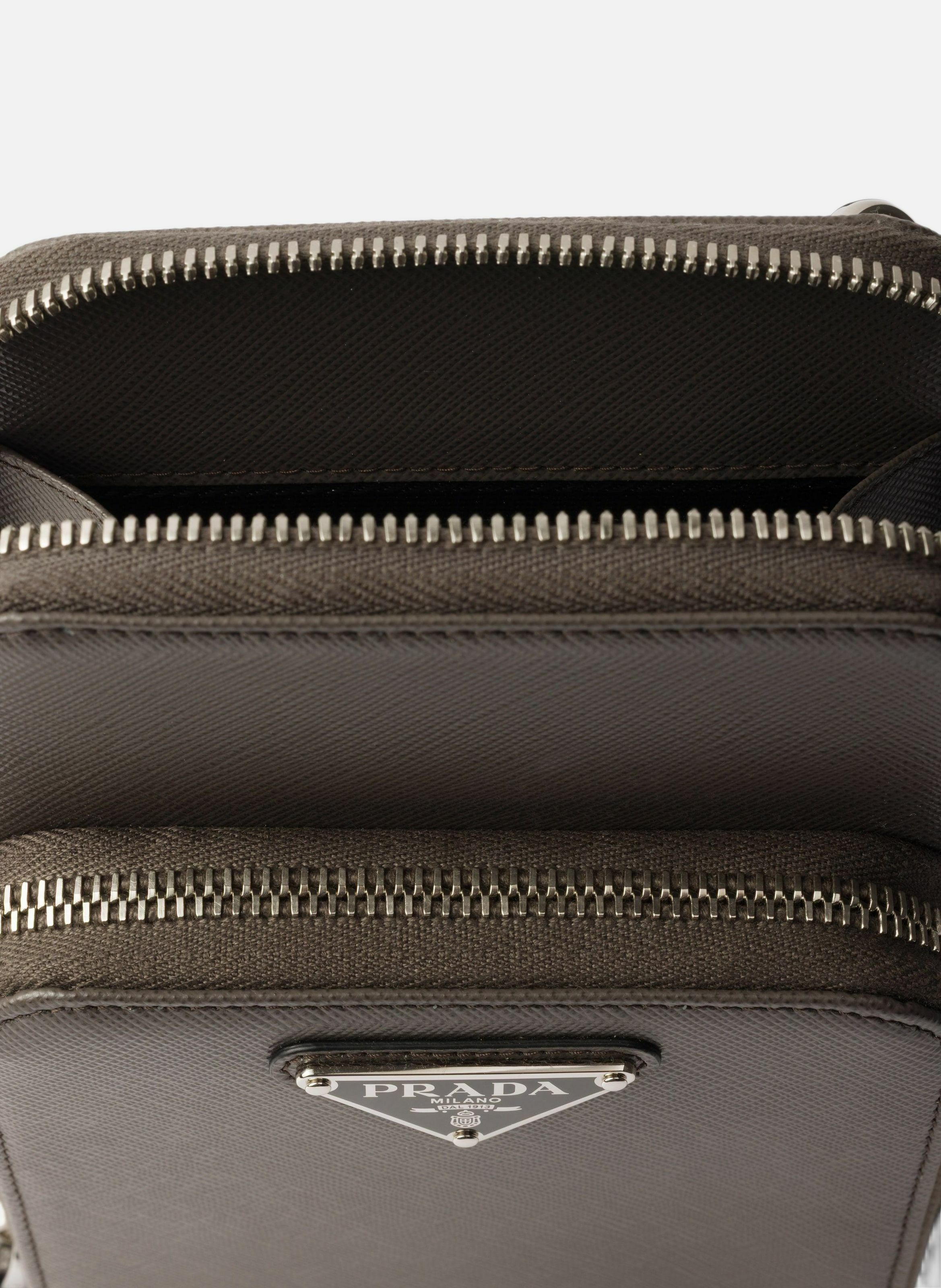 Étui pour smartphone en cuir saffiano PRADA Gris