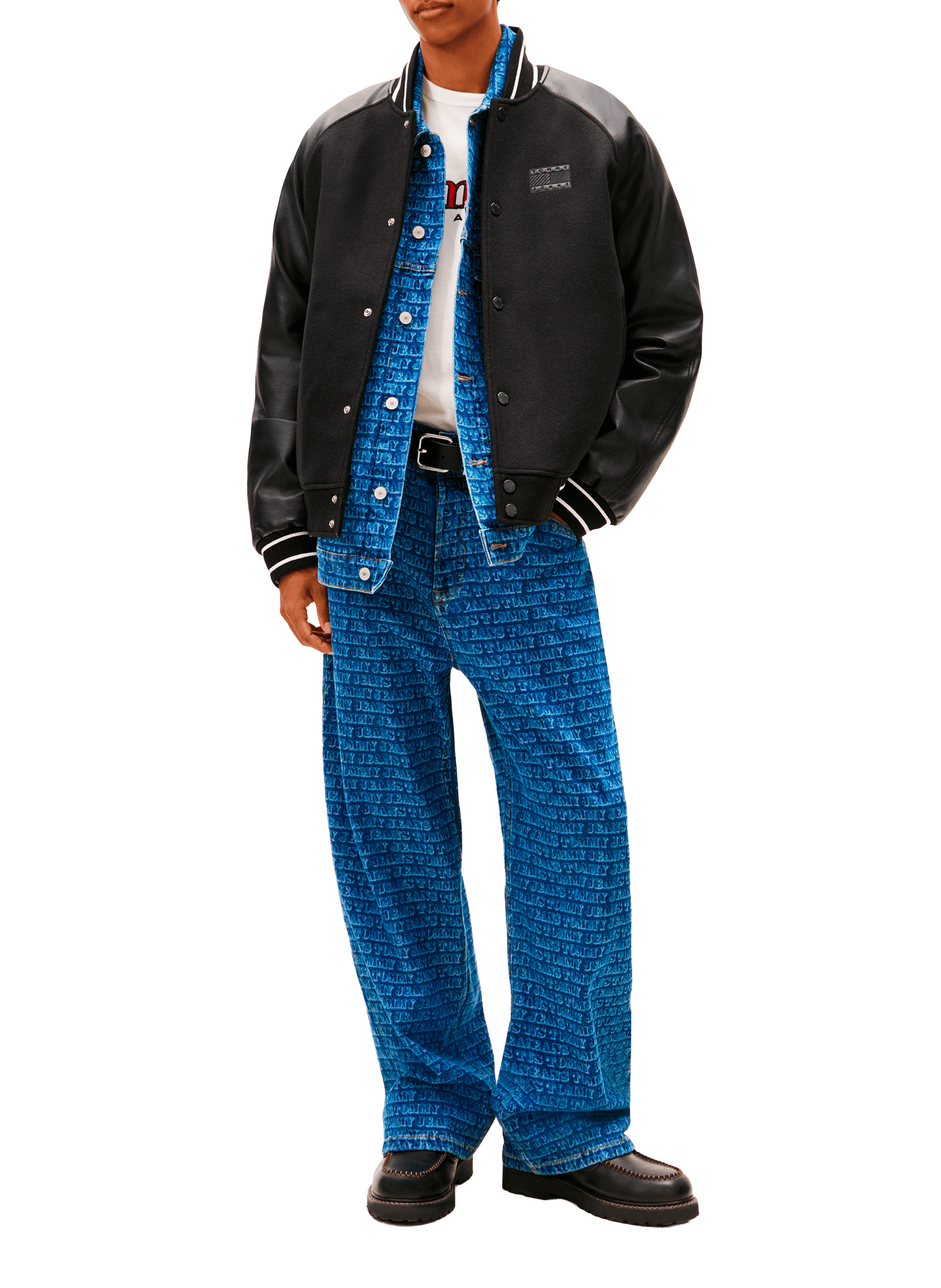 Bi-material teddy collar jacket with wool TOMMY HILFIGER Black