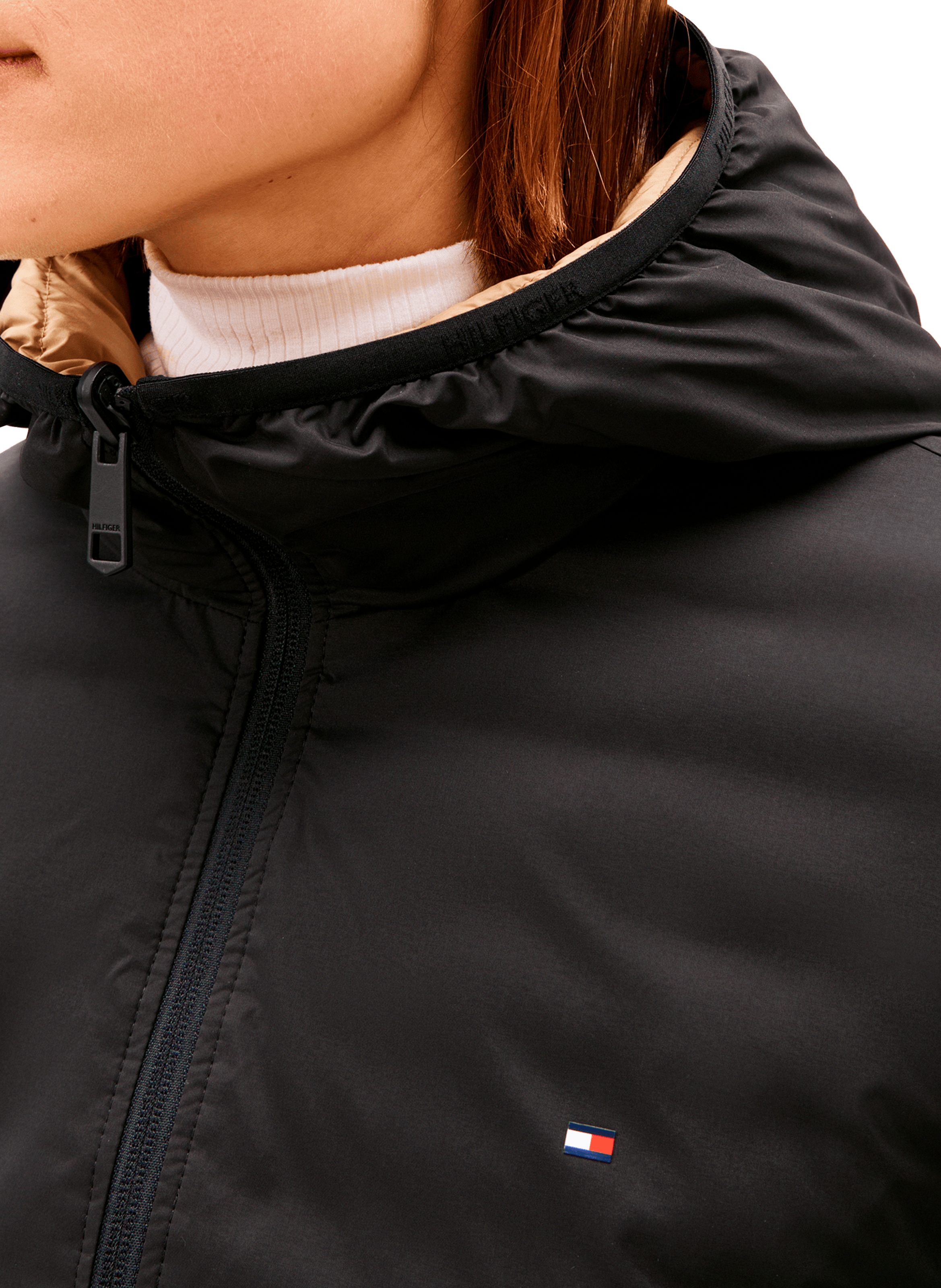 Veste droite à capuche TOMMY HILFIGER Noir