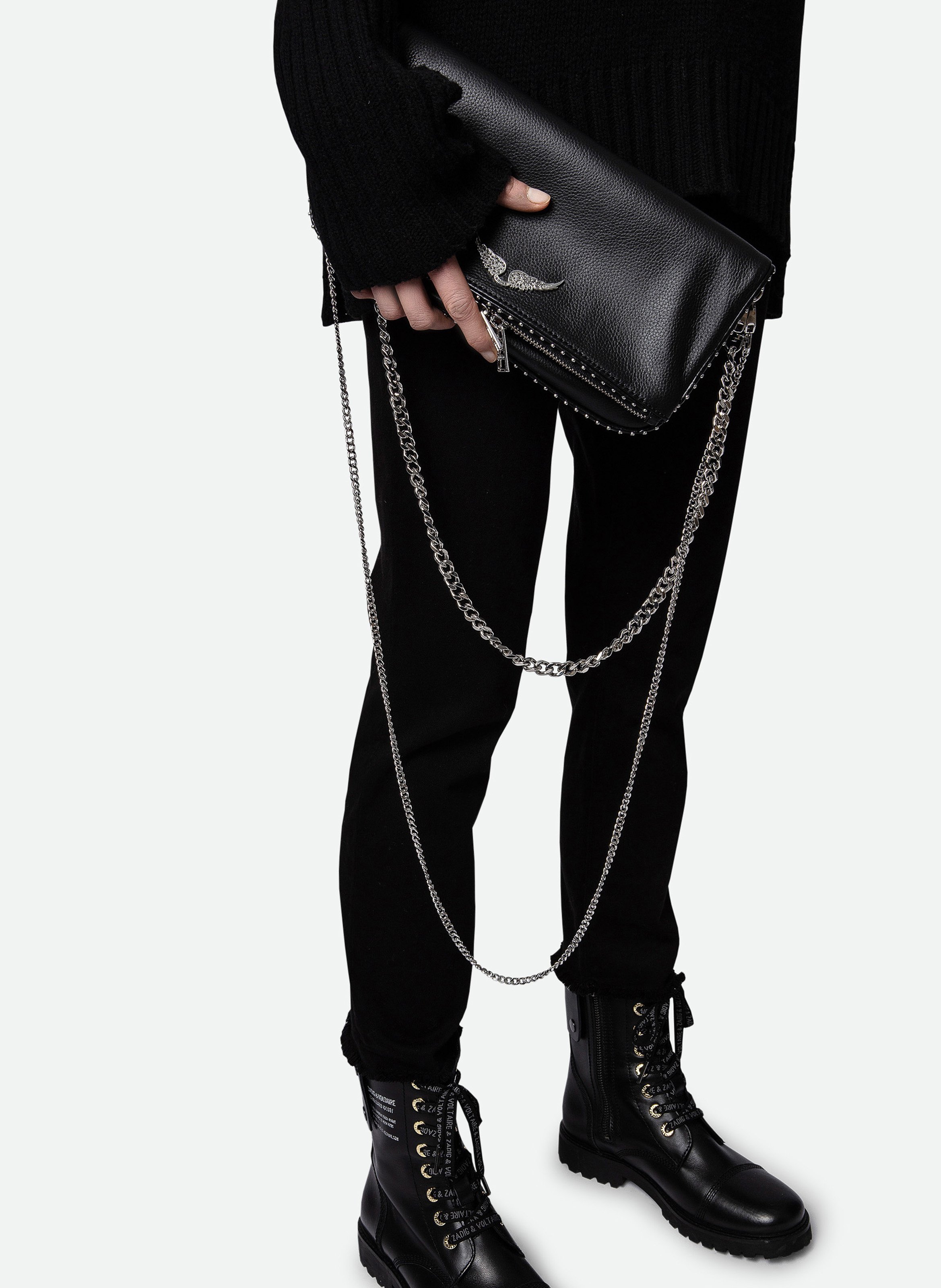 Sac bandoulière en cuir rock ZADIG&VOLTAIRE Noir