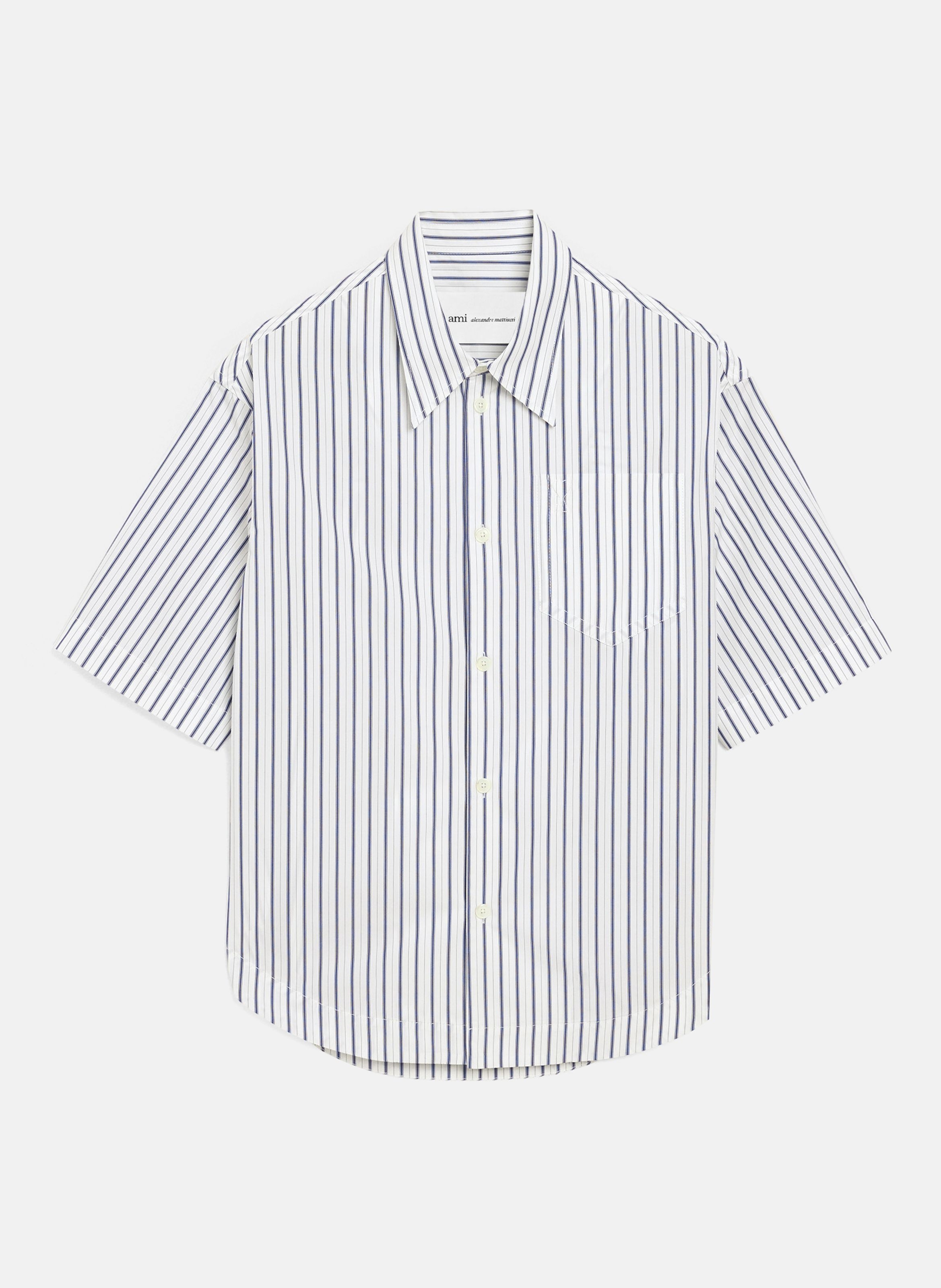 Chemise rayée manches longues ami de coeur unisexe en coton AMI PARIS Blanc