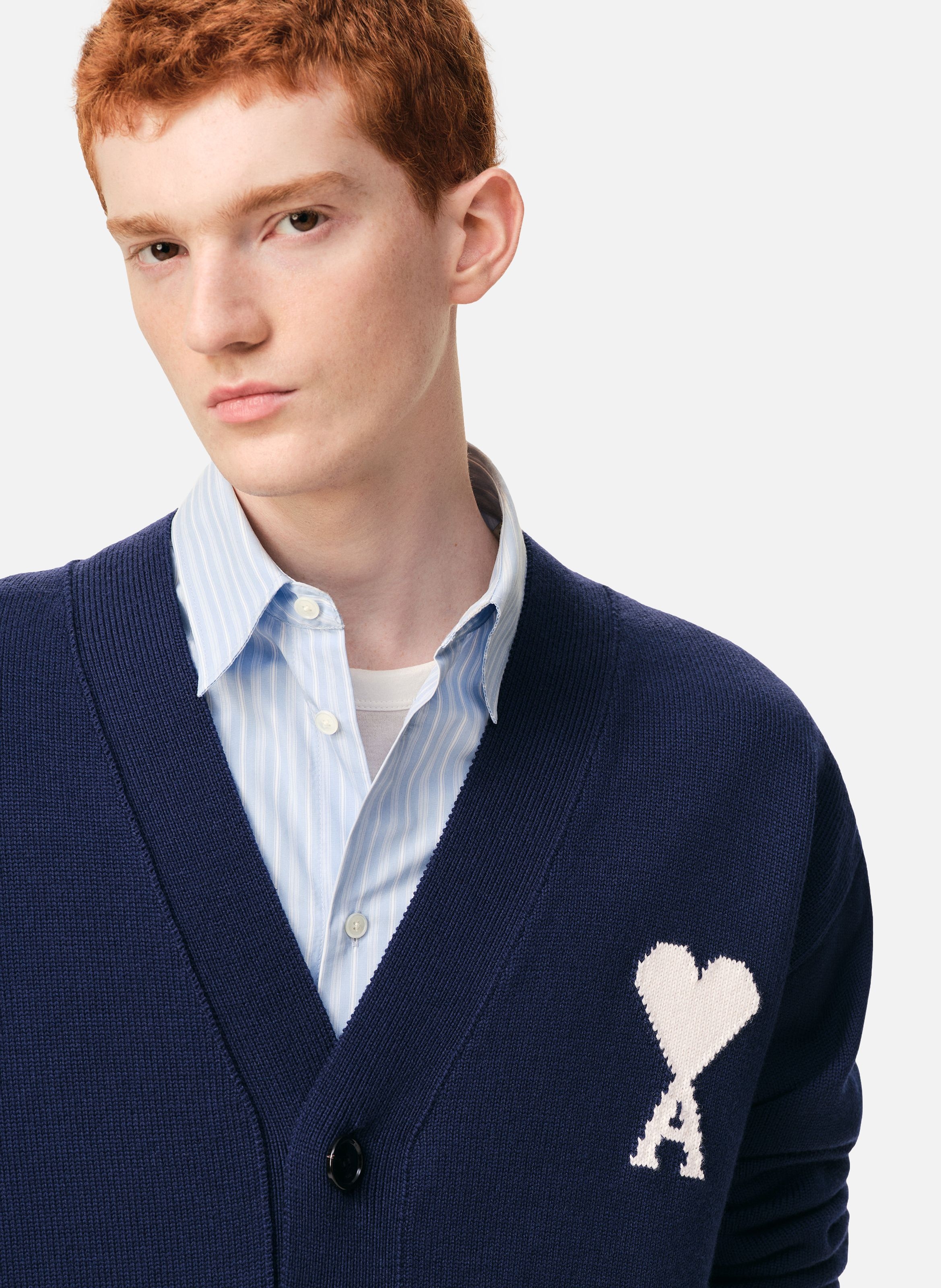 Cardigan ami de coeur en laine unisexe AMI PARIS Bleu