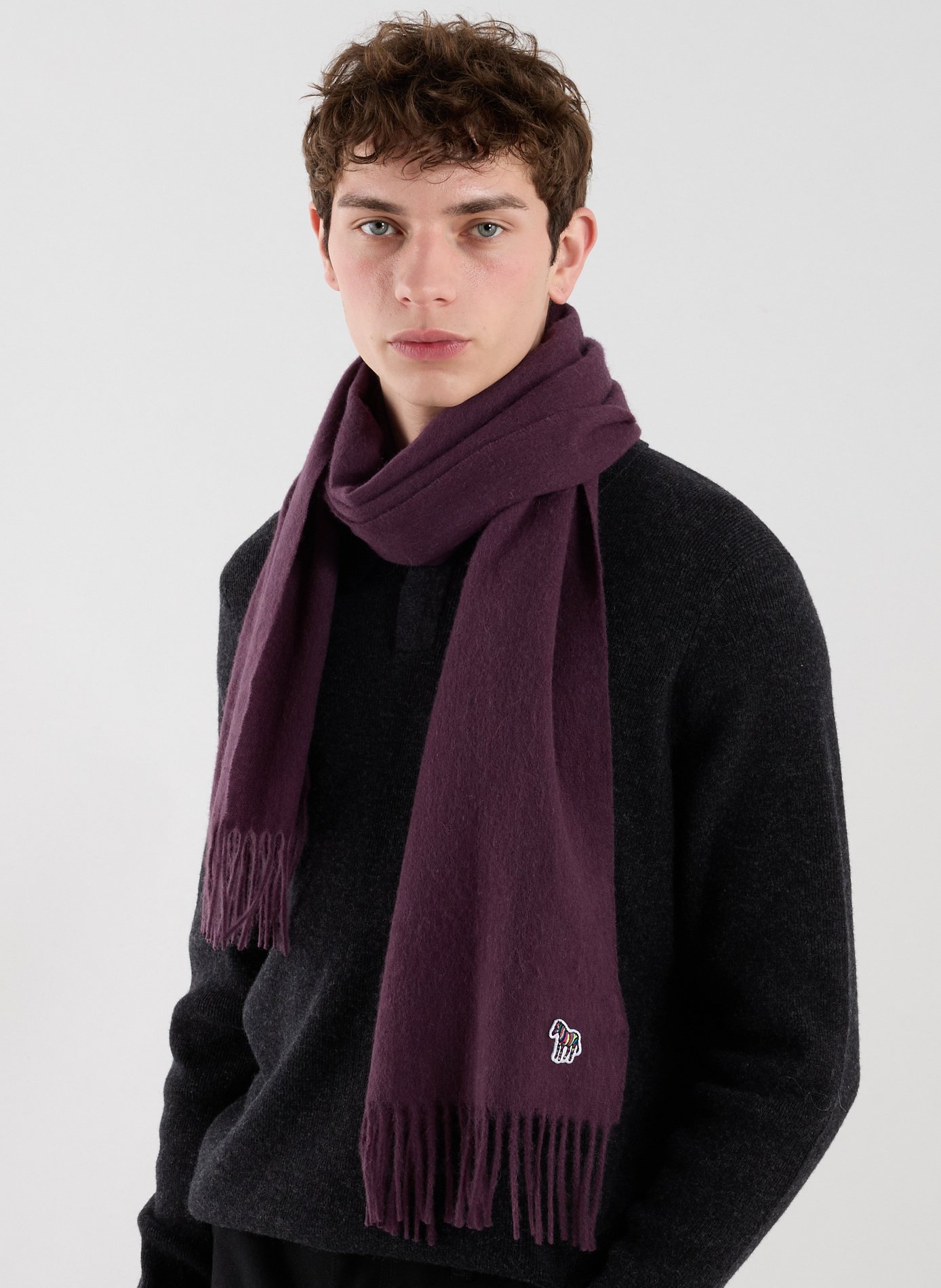 Echarpe à franges en laine vierge PAUL SMITH Rouge