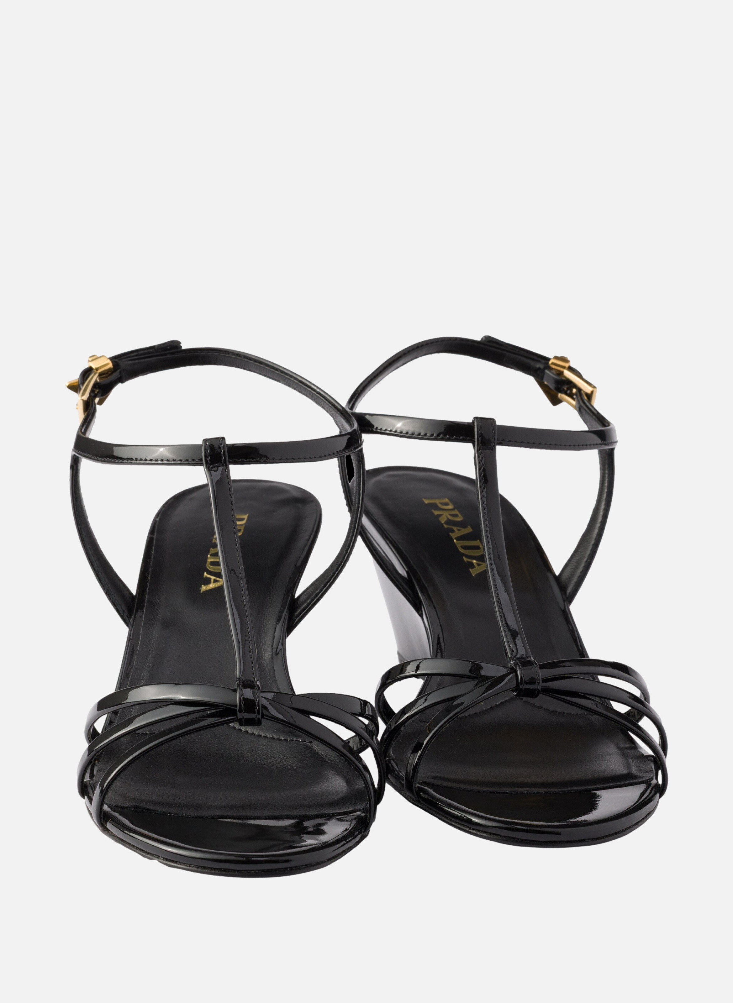 Sandales en cuir verni PRADA Noir