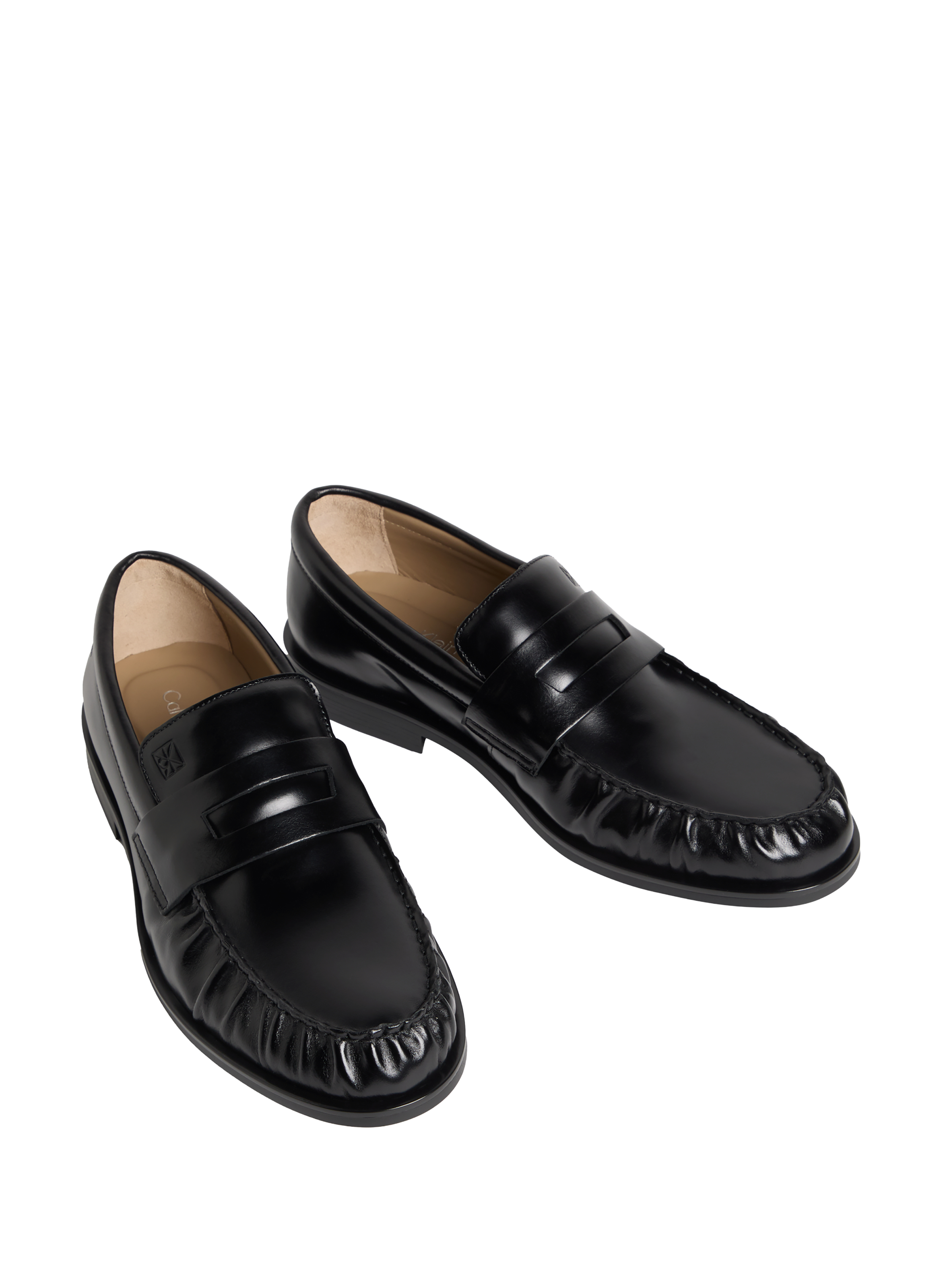 Ruched leather moccasins CALVIN KLEIN Black