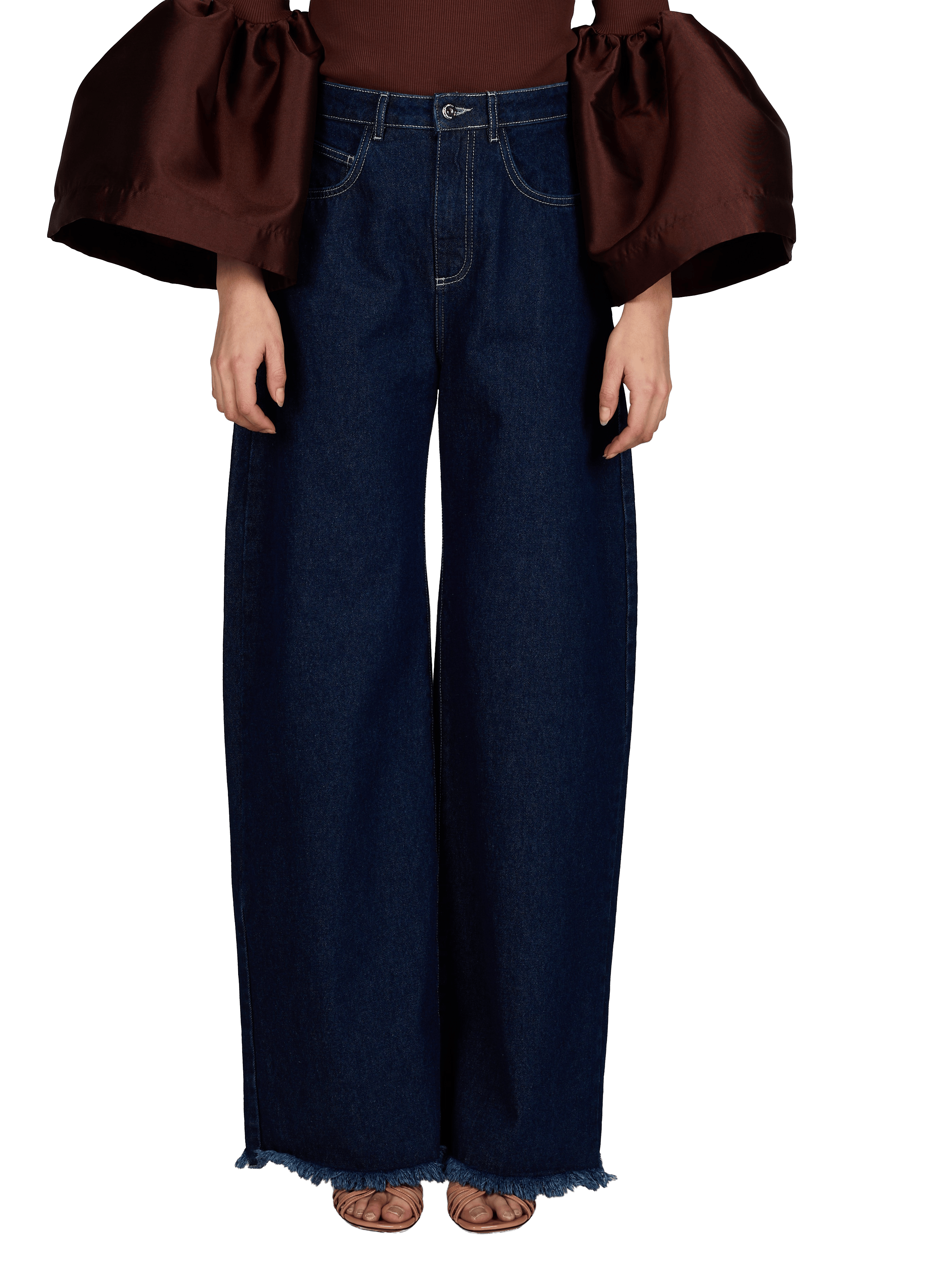 Jean large effiloché en coton MARQUES ALMEIDA Bleu