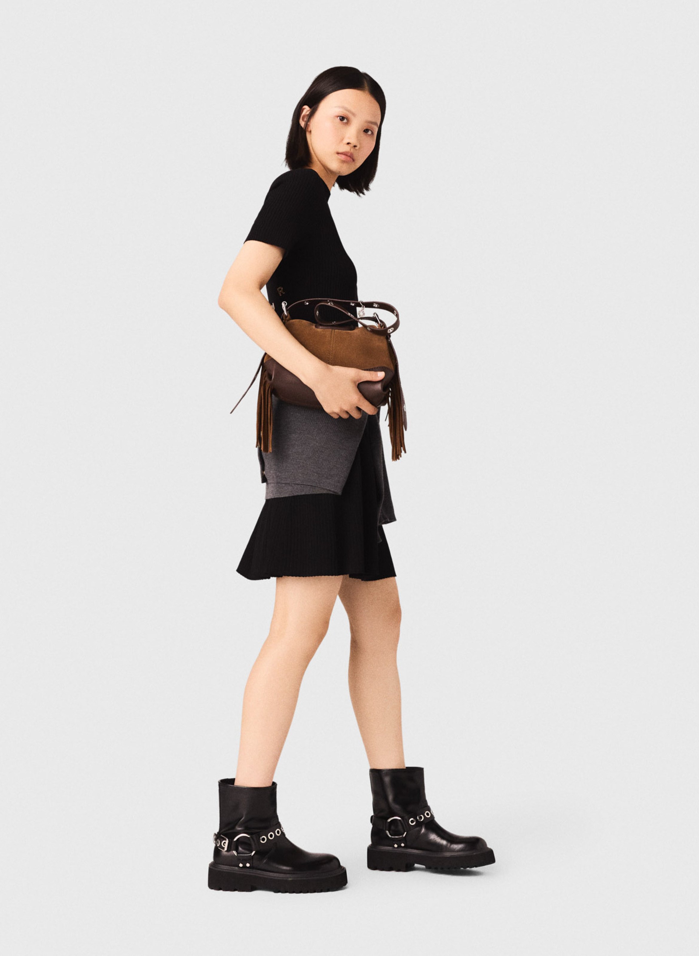 Robe courte col montant MAJE Noir