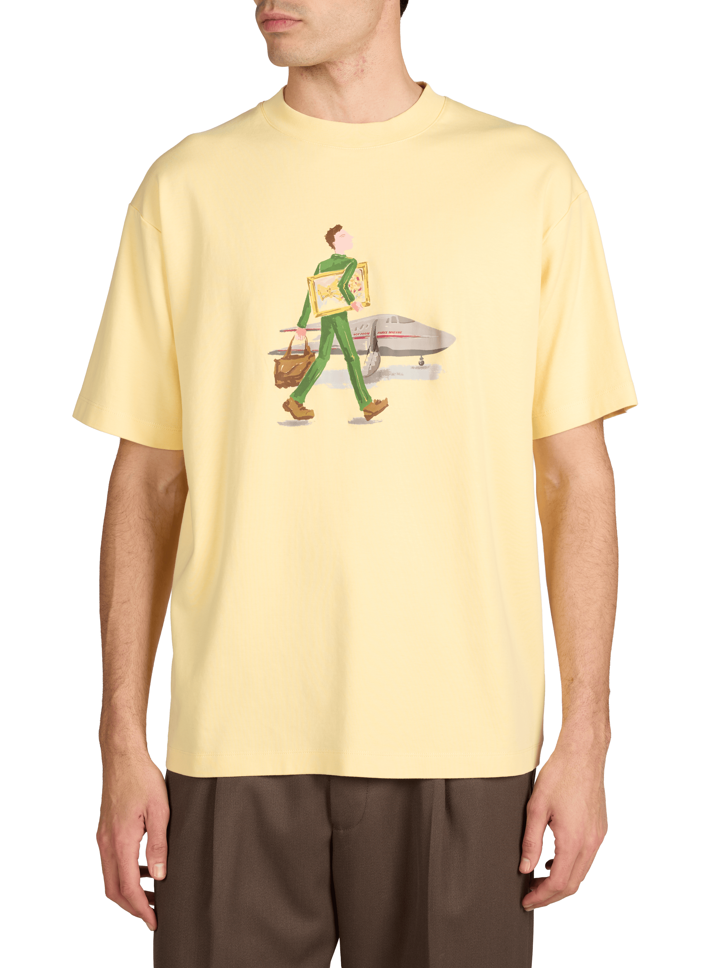 T-shirt imprimé à col rond en coton DROLE DE MONSIEUR Jaune