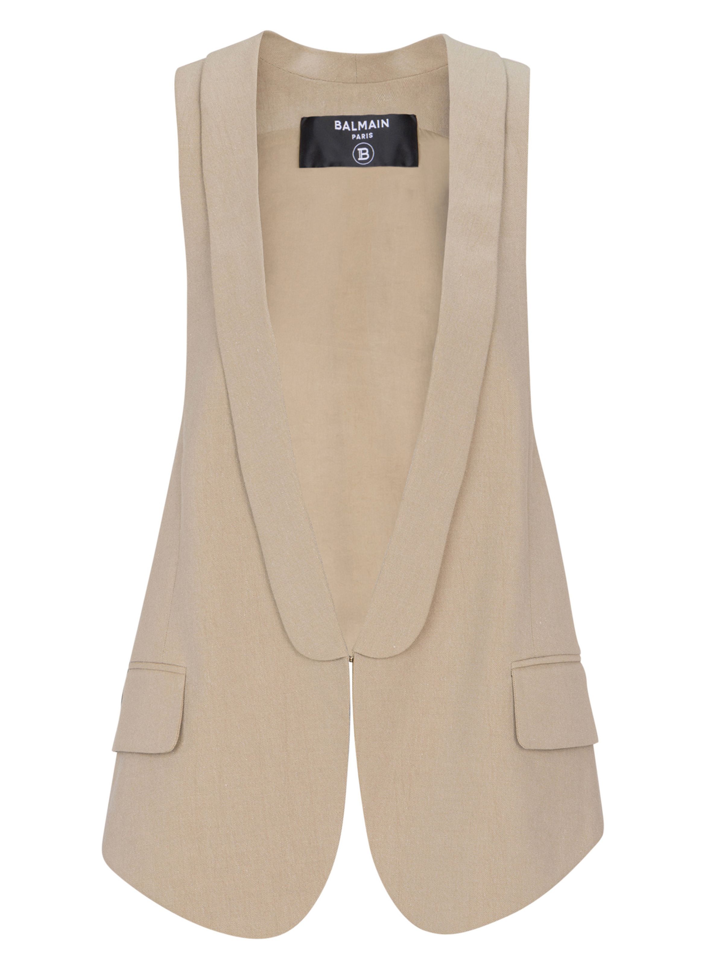 Veston asymétrique en gabardine de coton BALMAIN Beige
